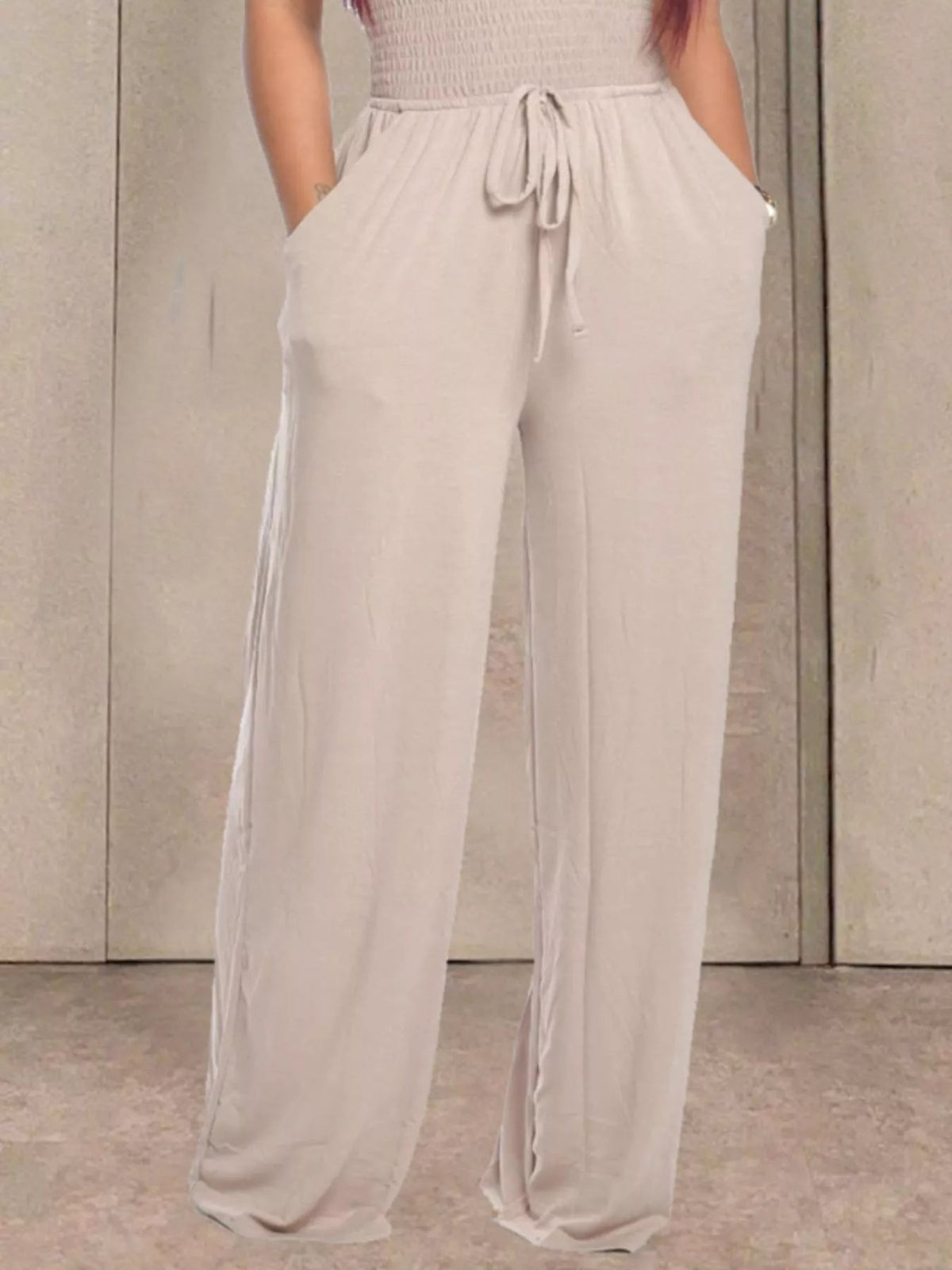Strapless Smocked Wide-Leg Jumpsuit - Flip Flop Dynasty