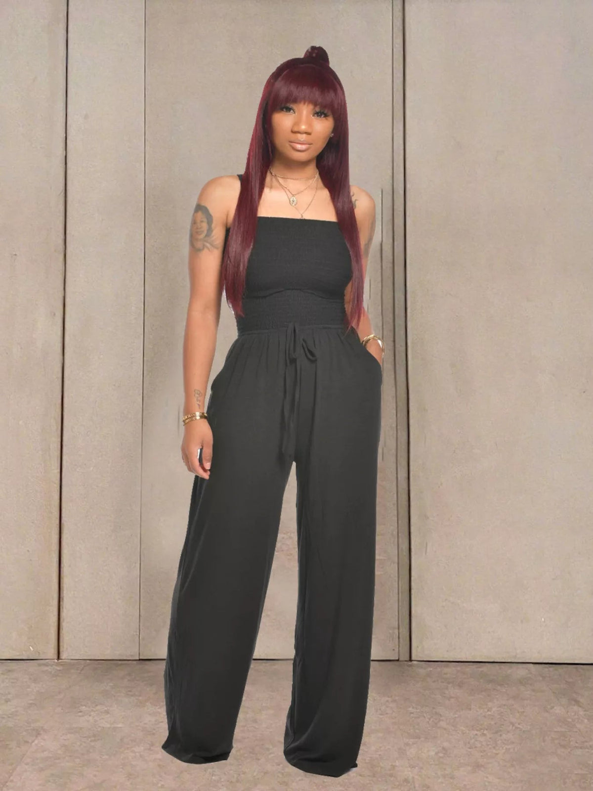 Strapless Smocked Wide-Leg Jumpsuit - Flip Flop Dynasty