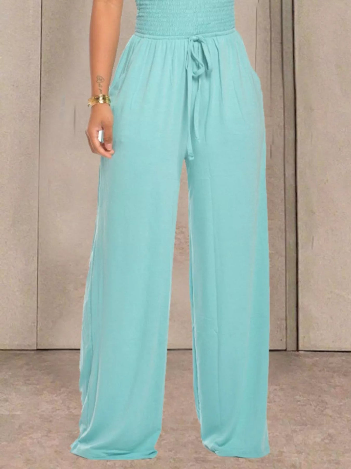 Strapless Smocked Wide-Leg Jumpsuit - Flip Flop Dynasty