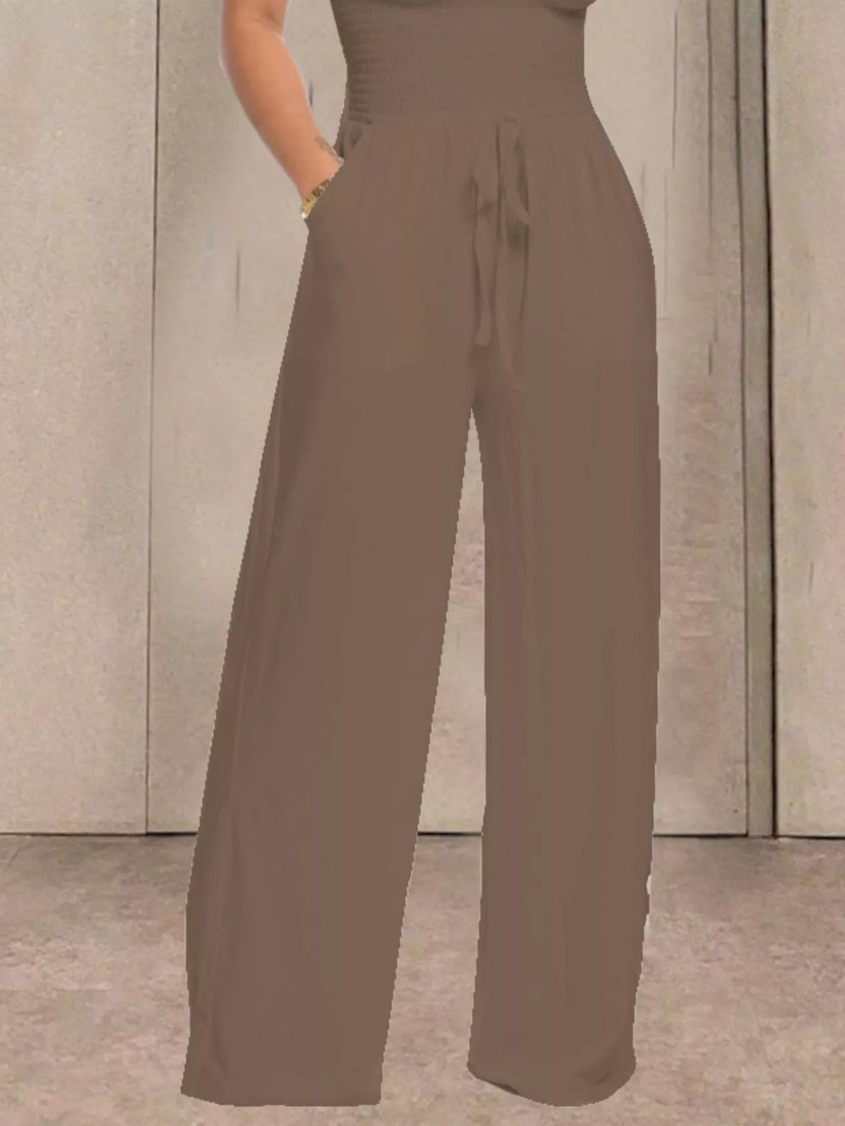 Strapless Smocked Wide-Leg Jumpsuit - Flip Flop Dynasty