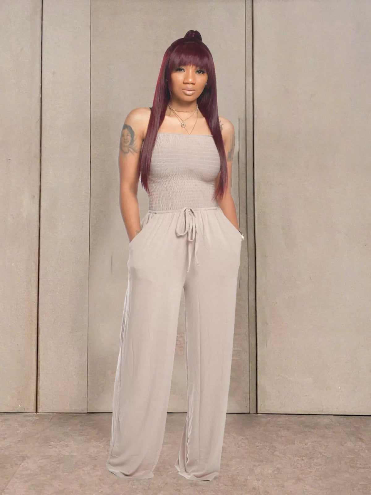 Strapless Smocked Wide-Leg Jumpsuit - Flip Flop Dynasty