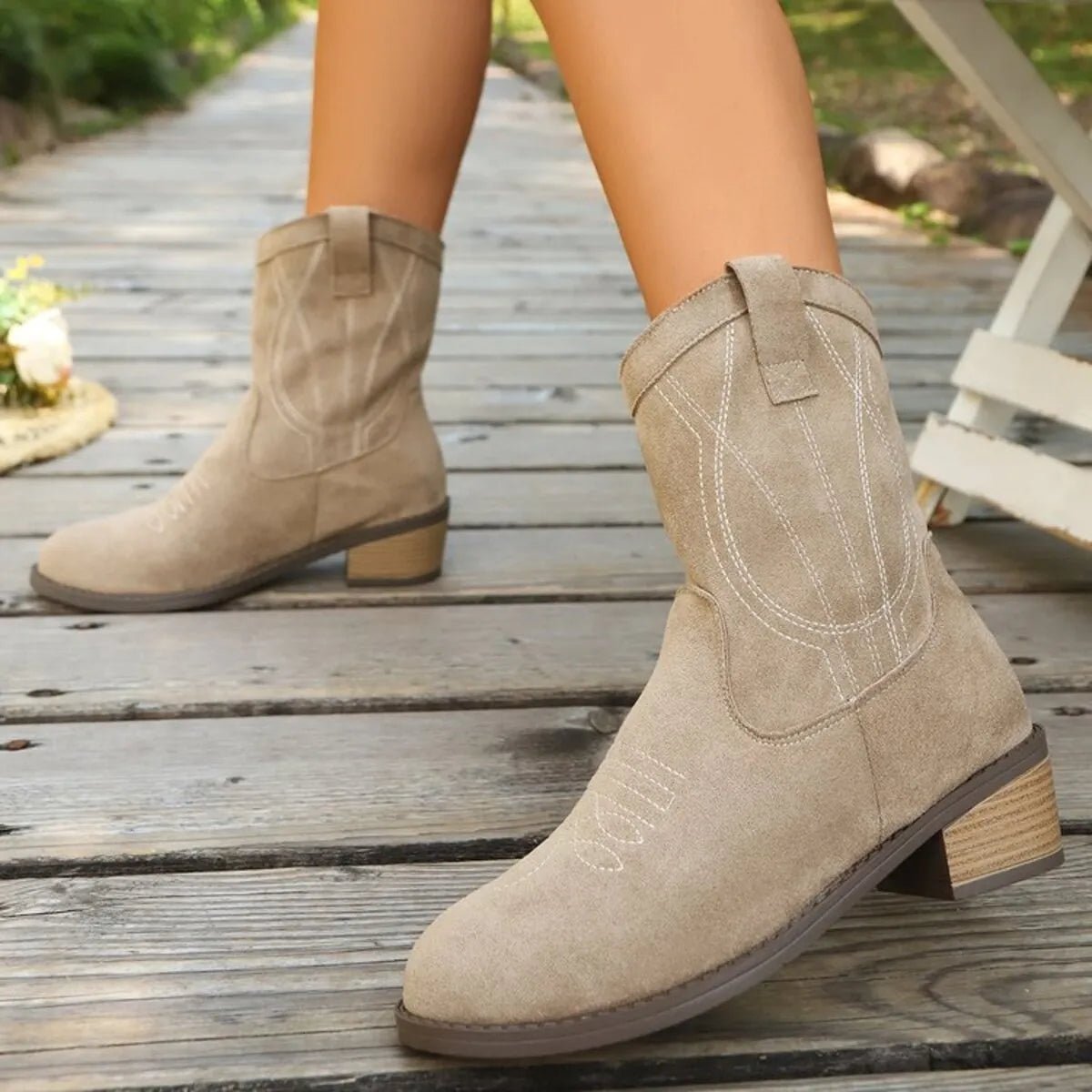 Suede Block Heel Boots - Flip Flop Dynasty