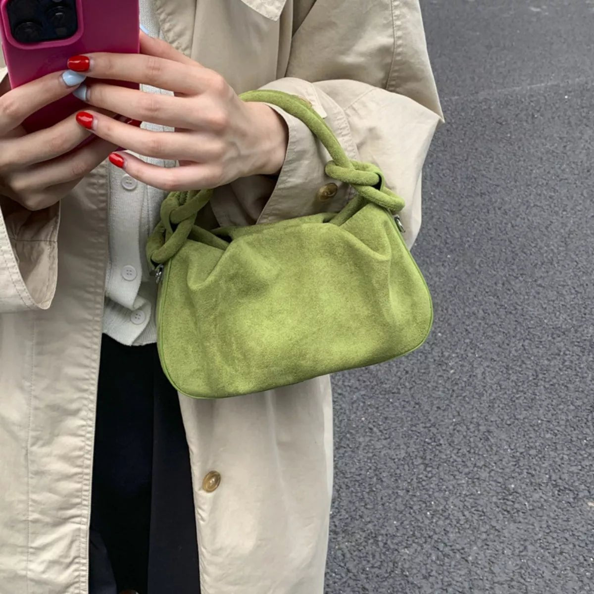 Suede Mini Crossbody Bag with Adjustable Strap - Flip Flop Dynasty