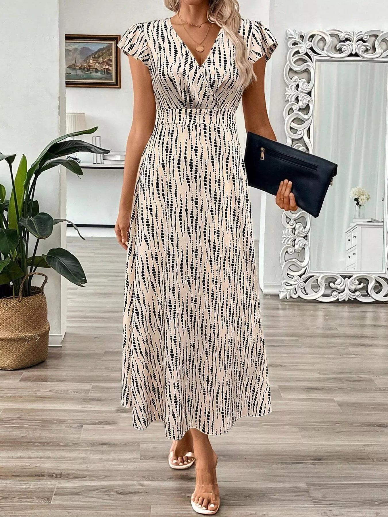 Surplice Cap Sleeve Midi Dress - Flip Flop Dynasty
