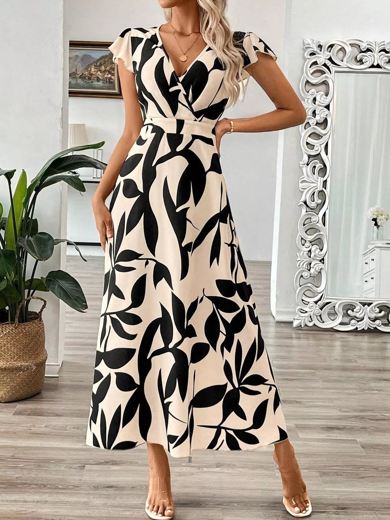Surplice Cap Sleeve Midi Dress - Flip Flop Dynasty