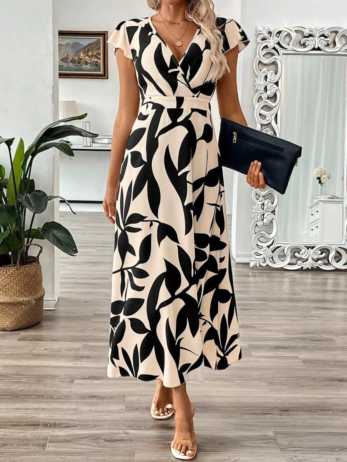 Surplice Cap Sleeve Midi Dress - Flip Flop Dynasty