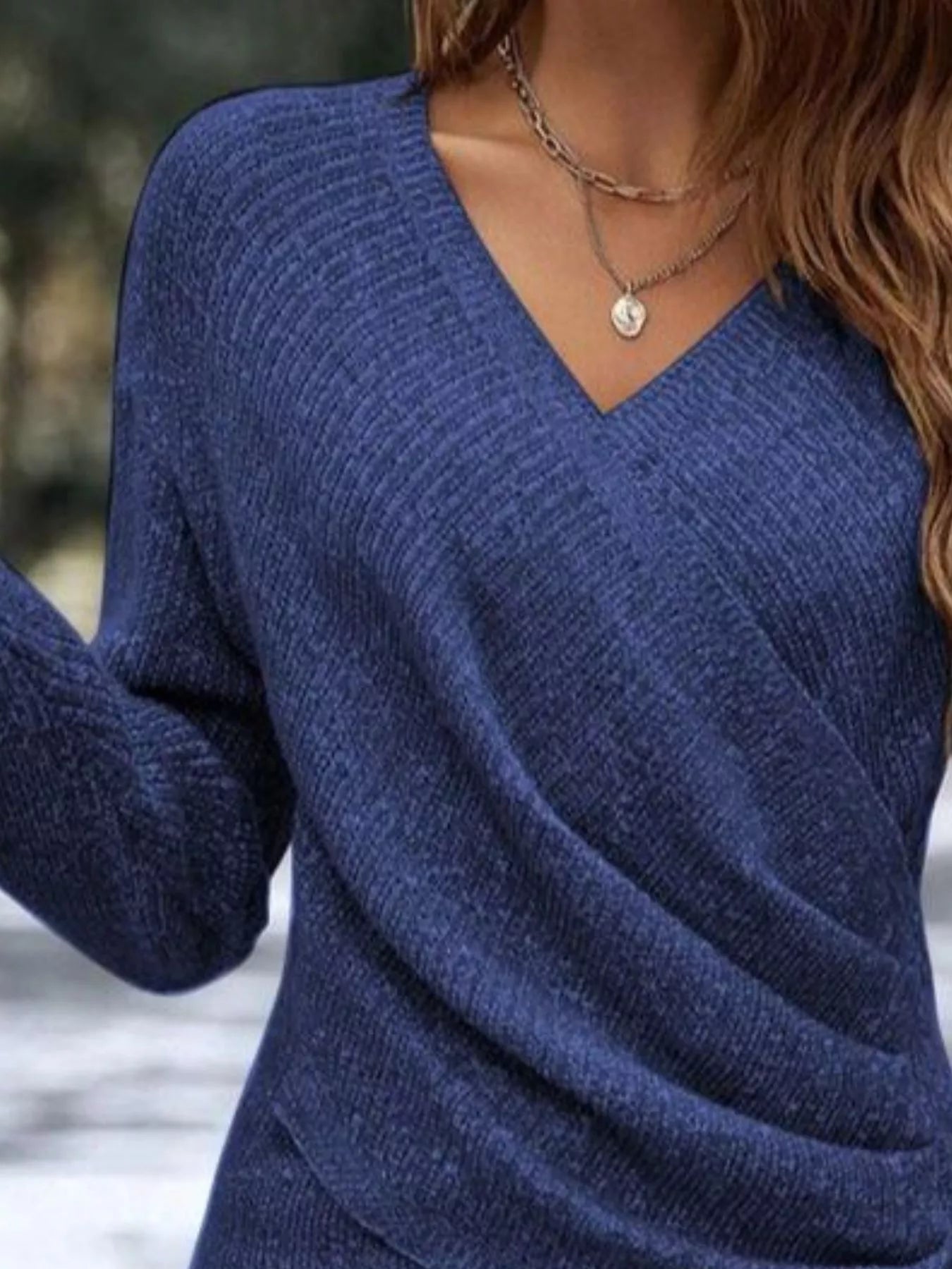 Surplice Long Sleeve Knit Top - Flip Flop Dynasty