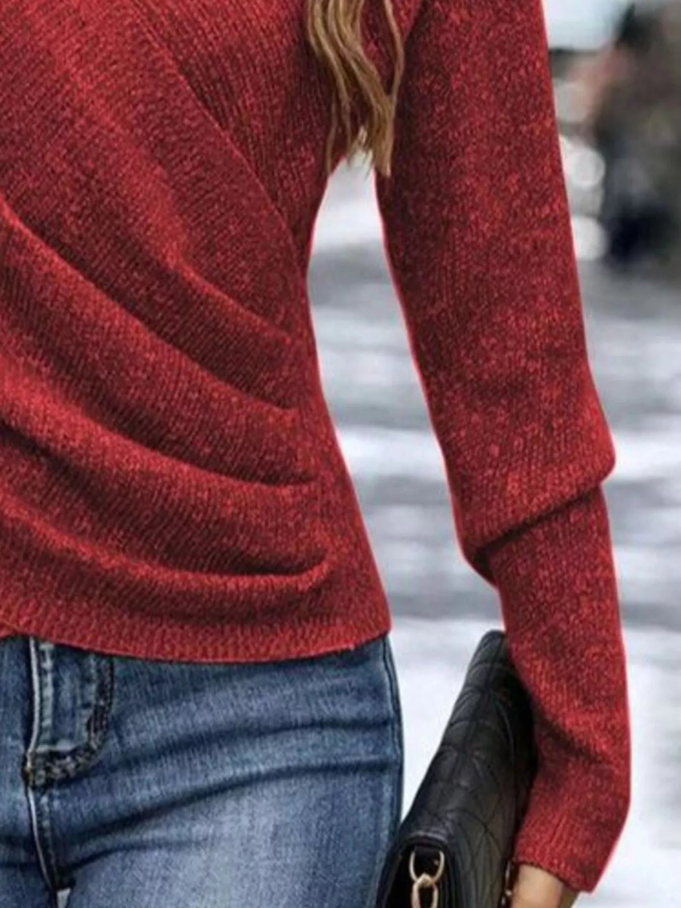 Surplice Long Sleeve Knit Top - Flip Flop Dynasty