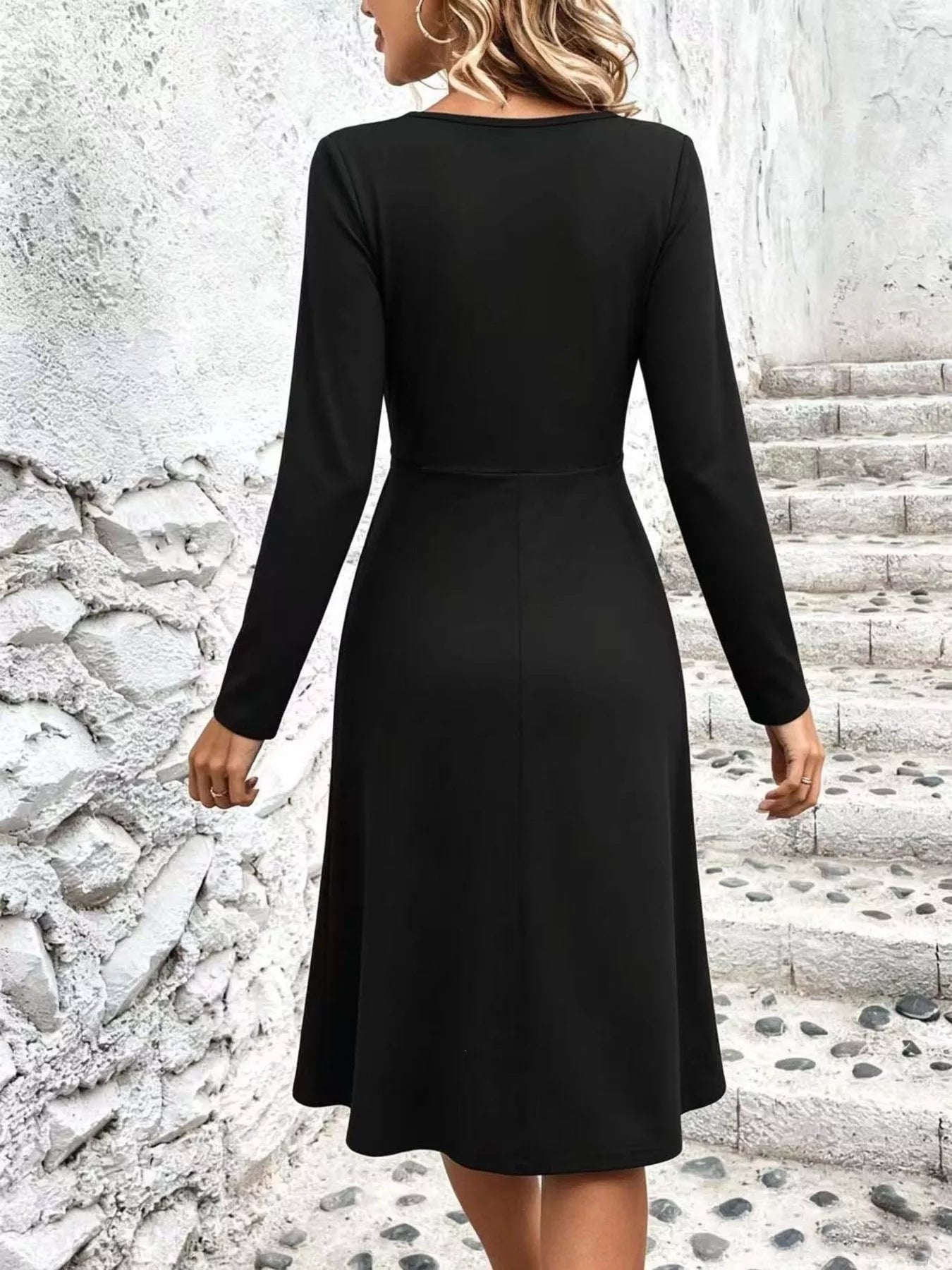 Surplice Long Sleeve Midi Dress - Flip Flop Dynasty