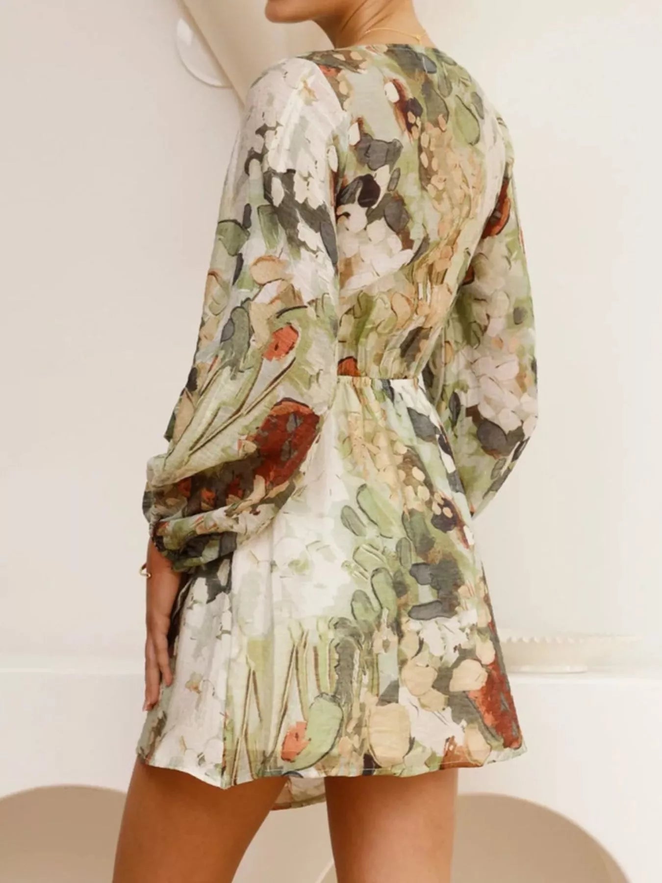 Surplice Long Sleeve Tie Waist Dress - Flip Flop Dynasty