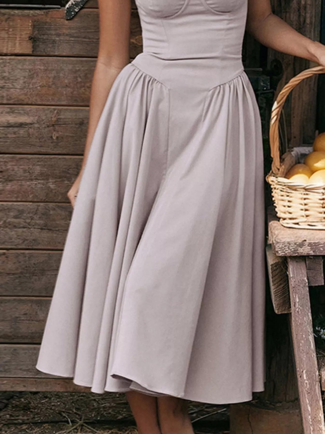 Sweetheart Neck Spaghetti Strap Midi Dress - Flip Flop Dynasty