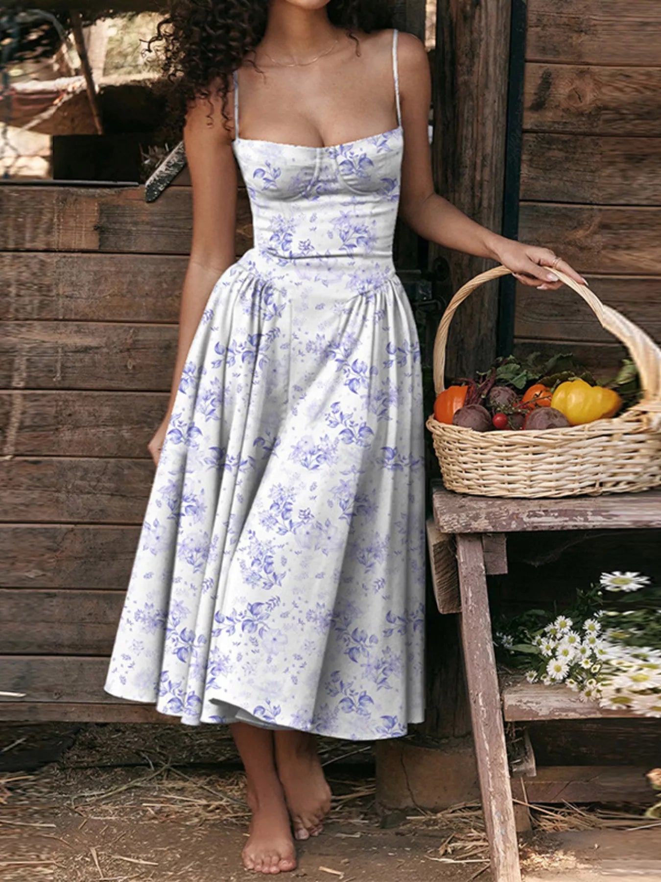 Sweetheart Neck Spaghetti Strap Midi Dress - Flip Flop Dynasty