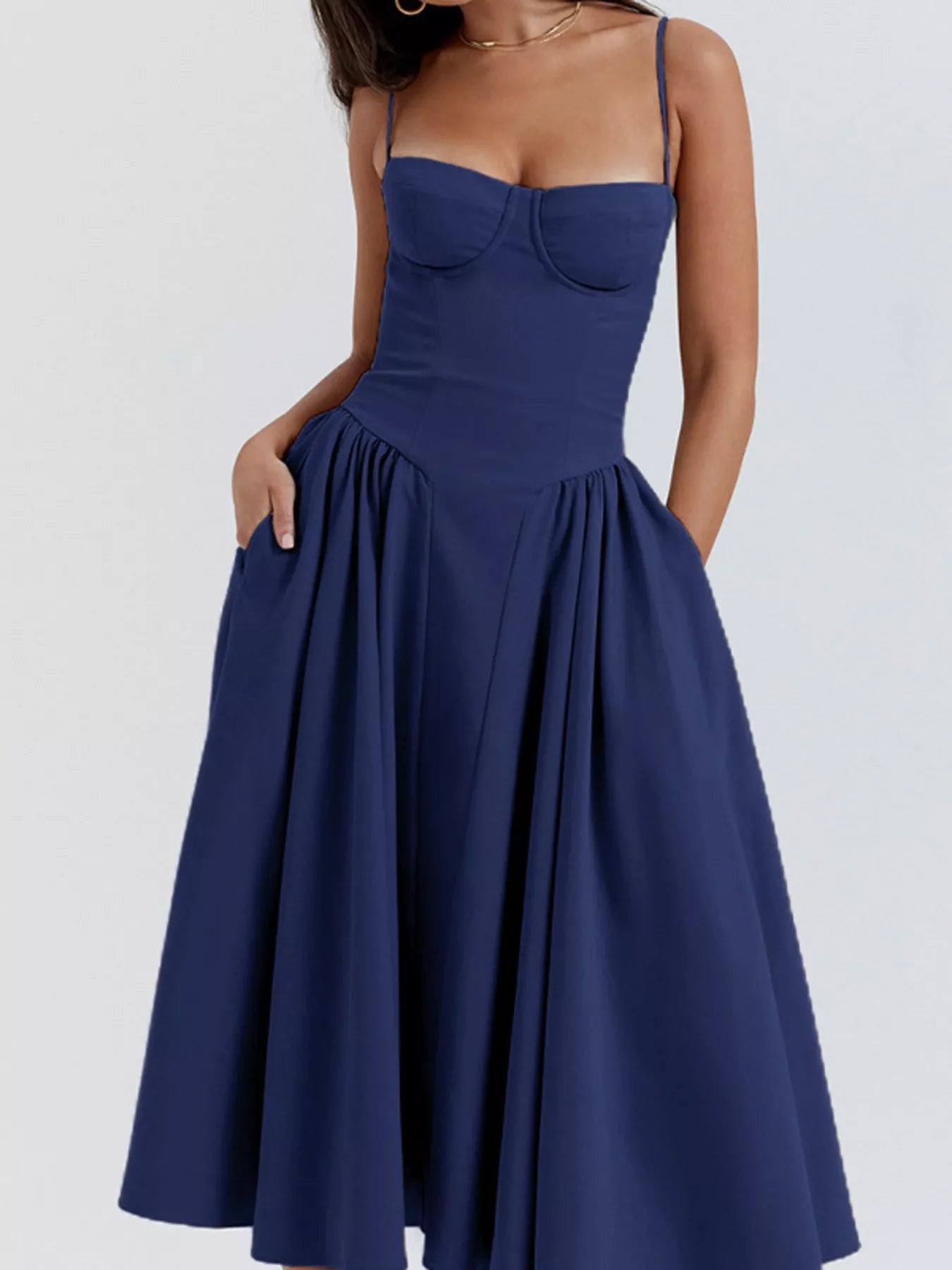 Sweetheart Neck Spaghetti Strap Midi Dress - Flip Flop Dynasty