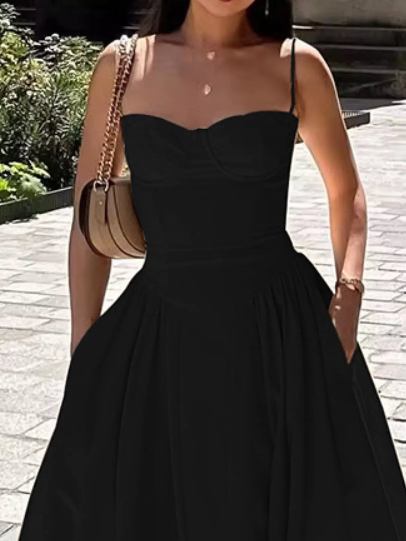 Sweetheart Neck Spaghetti Strap Midi Dress - Flip Flop Dynasty