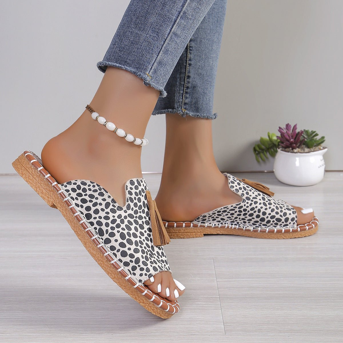 Tassel Detail Open Toe Sandals - Flip Flop Dynasty