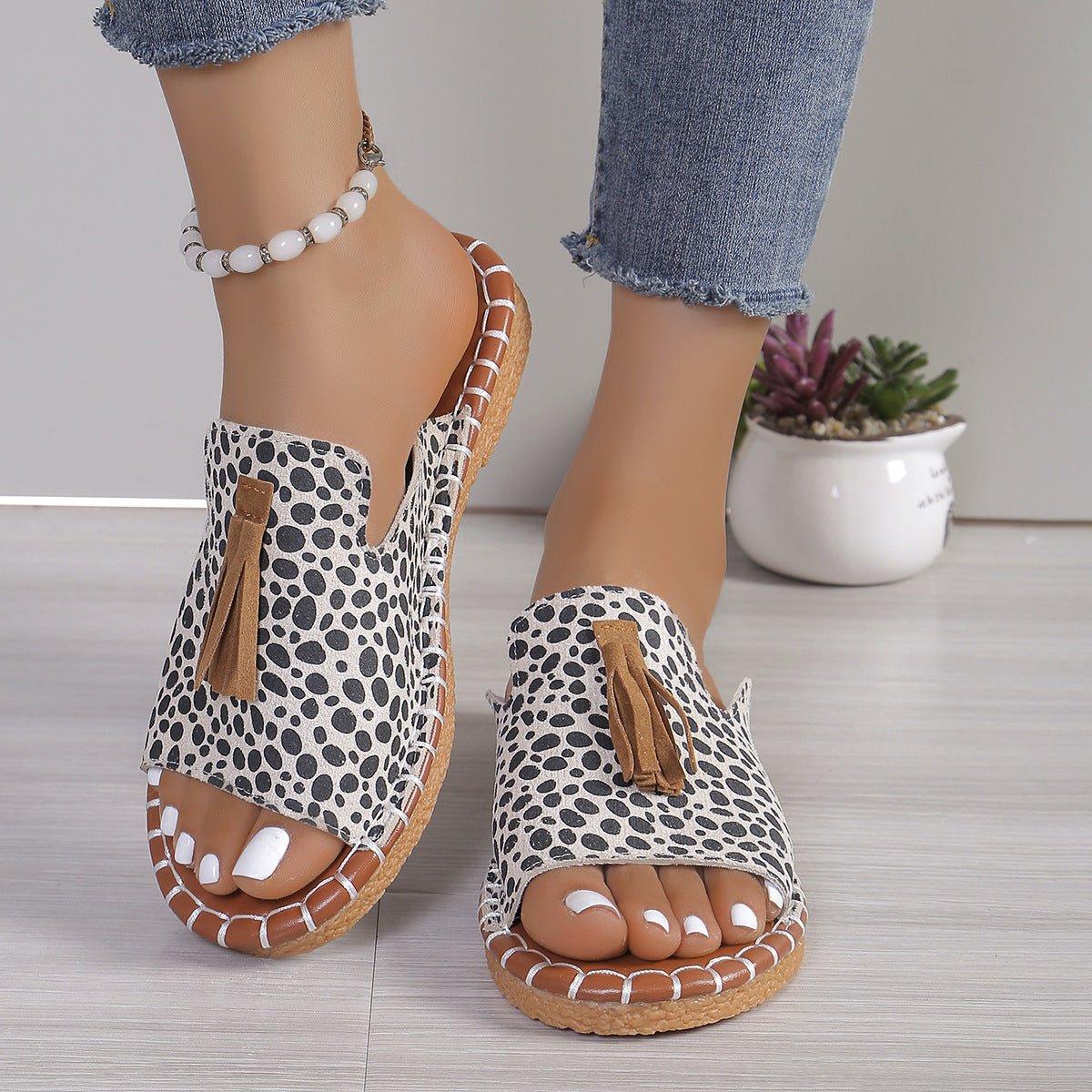 Tassel Detail Open Toe Sandals - Flip Flop Dynasty