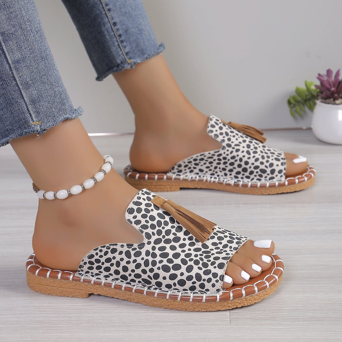 Tassel Detail Open Toe Sandals - Flip Flop Dynasty