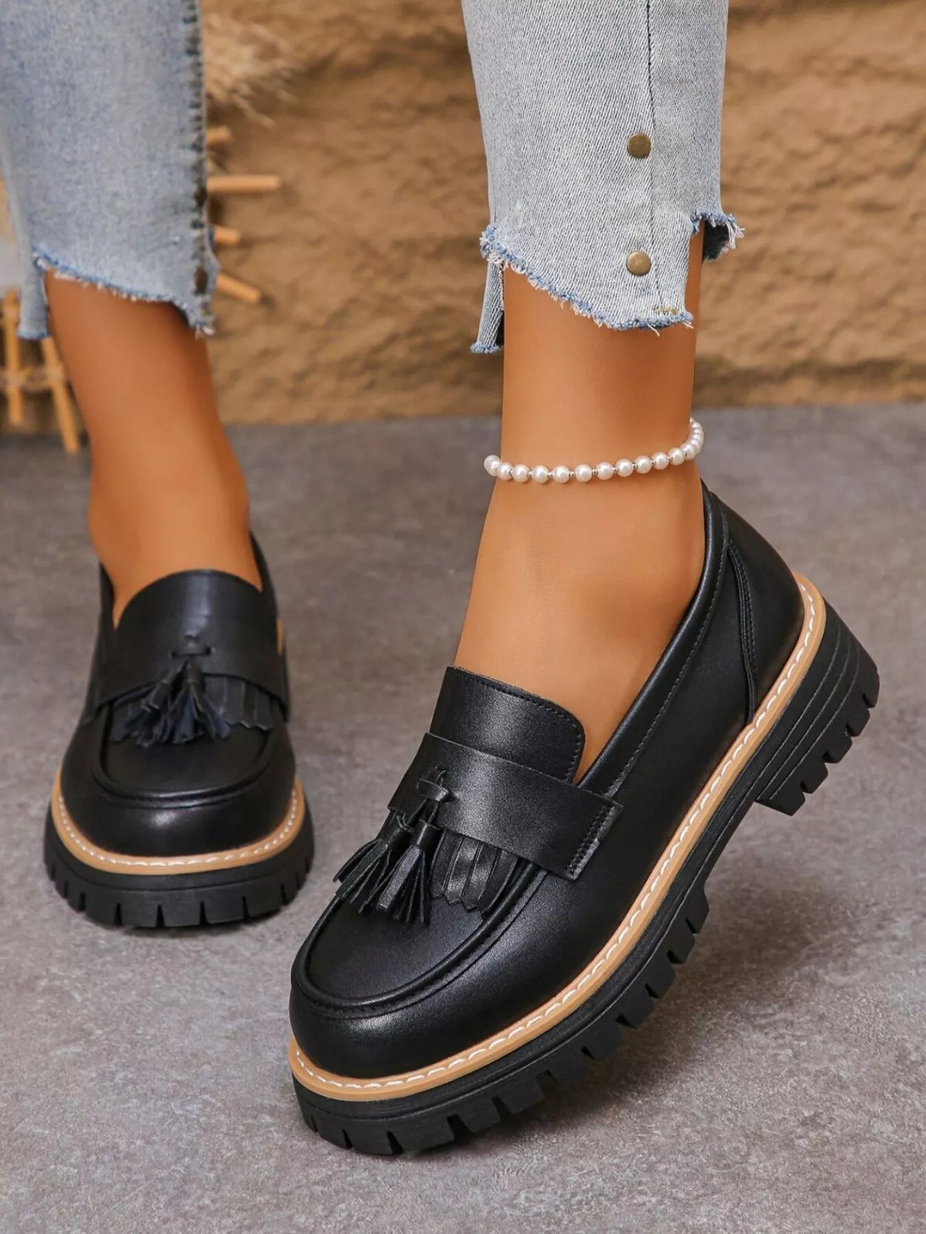 Tassel Round Toe Platform Loafers - Flip Flop Dynasty