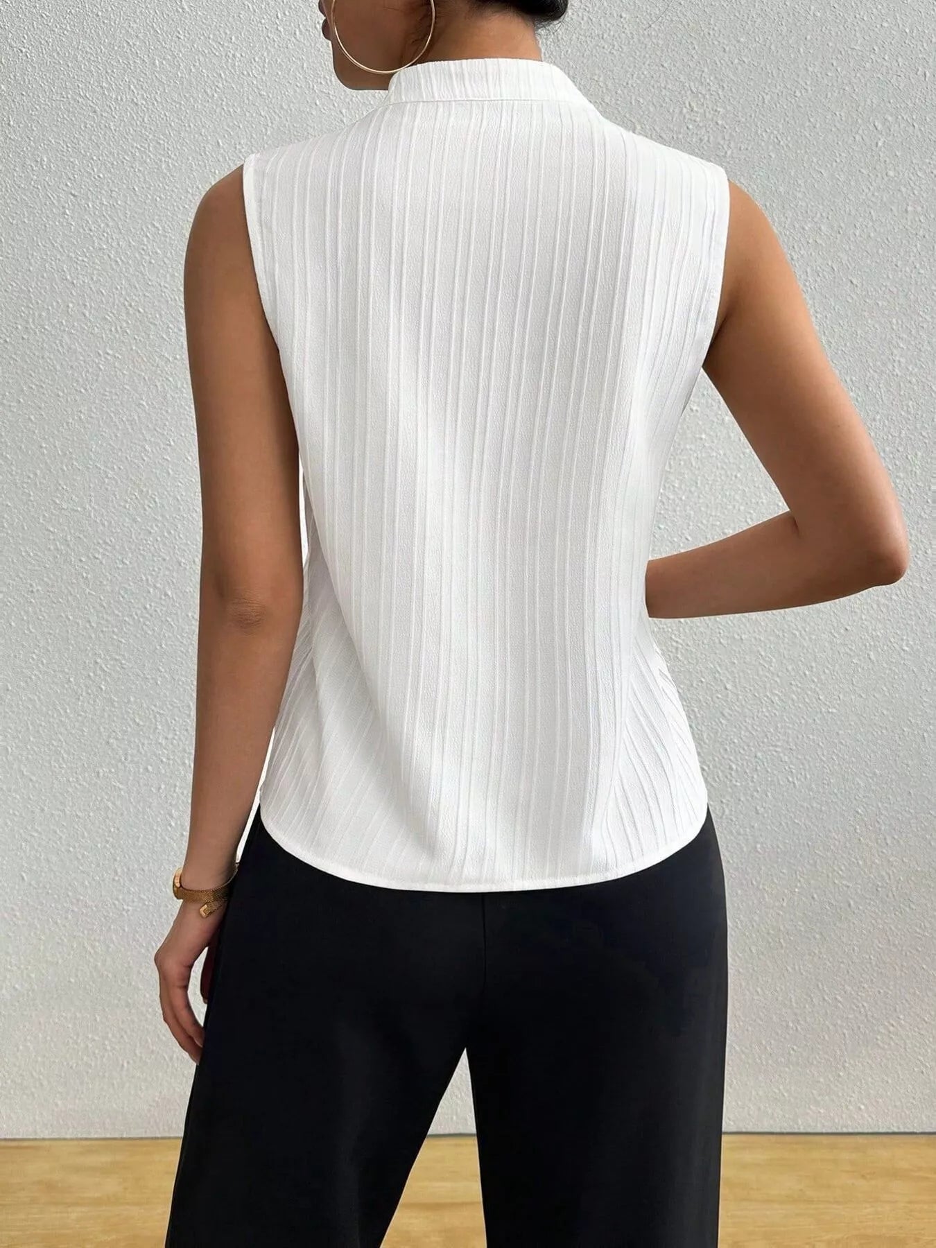Texture Notched Sleeveless Top - Flip Flop Dynasty
