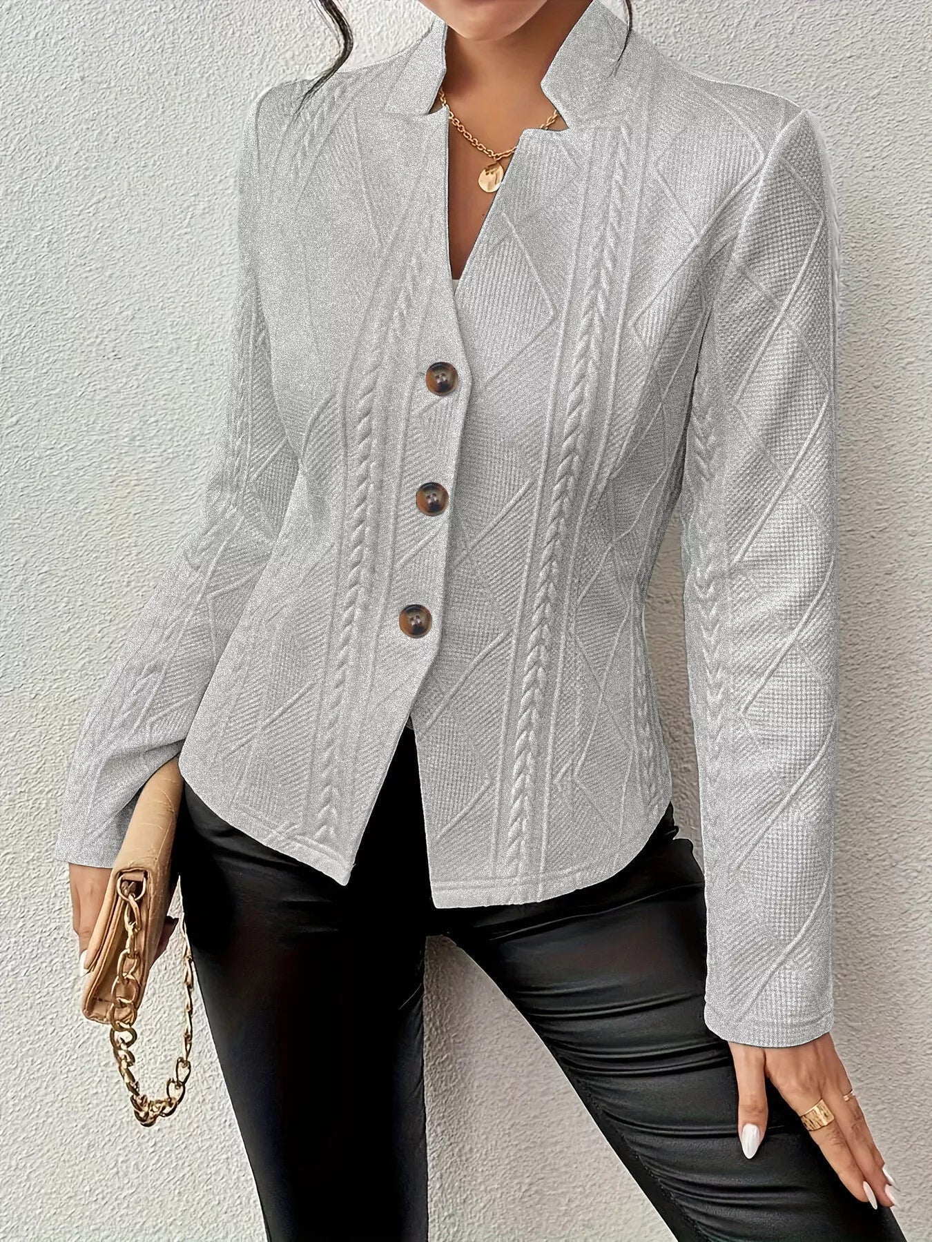 Textured Knit Button - Front Blazer - Flip Flop Dynasty