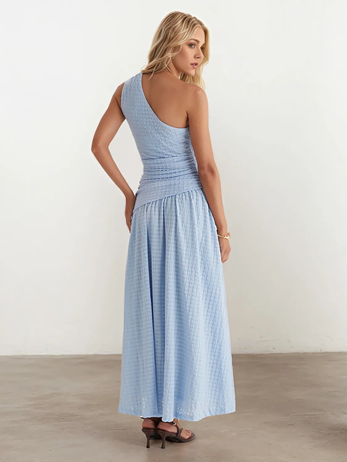 Textured Single Shoulder Dress - Flip Flop Dynasty