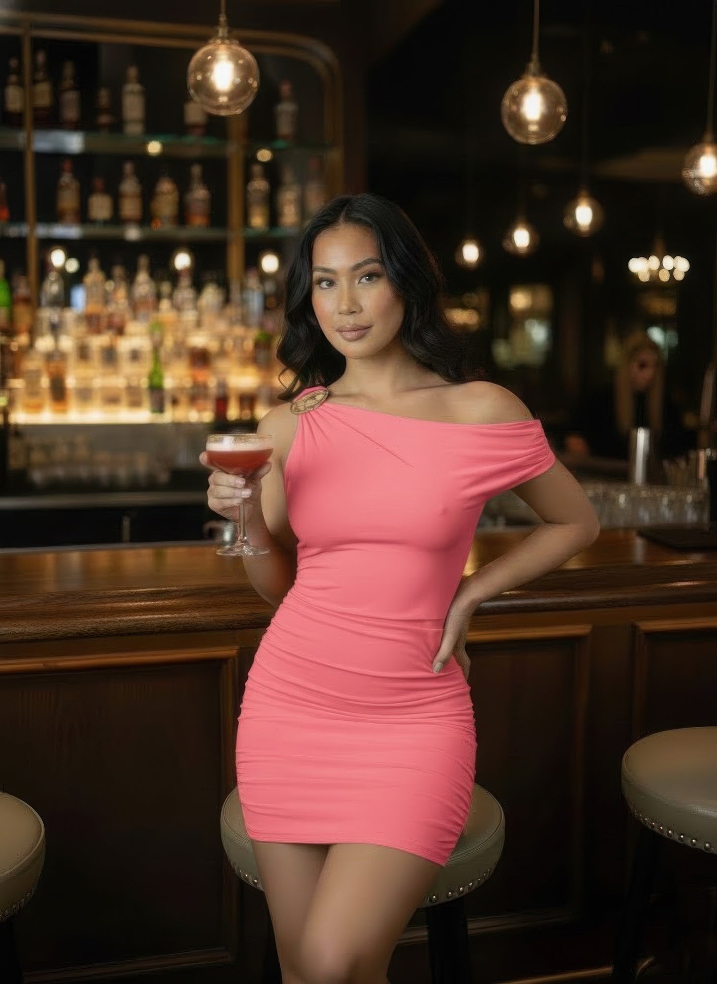 The Right Shoulder Is Gathered Mini Dress - Flip Flop Dynasty