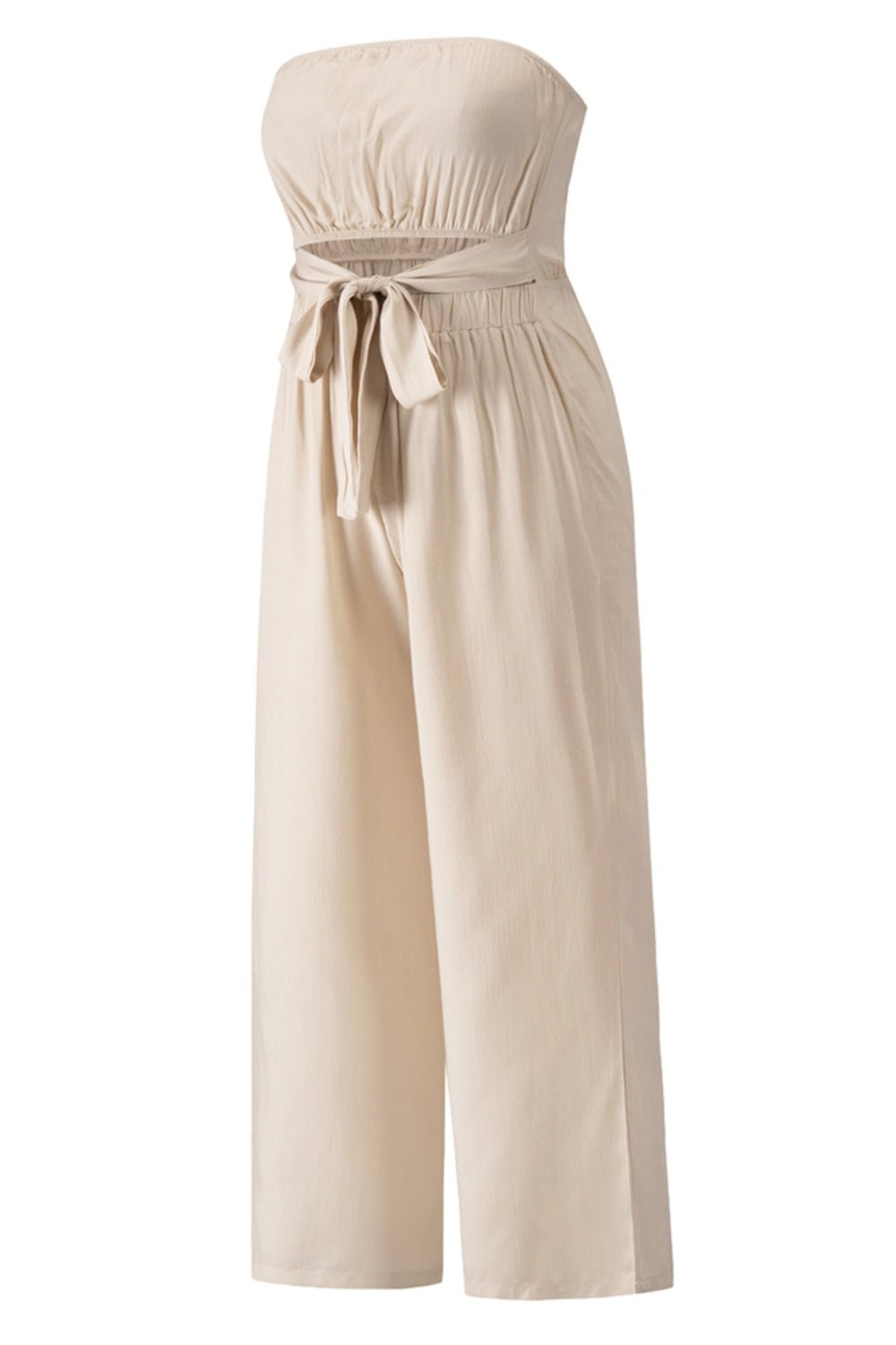 Tied Cutout Tube Wide Leg Jumpsuit - Flip Flop Dynasty