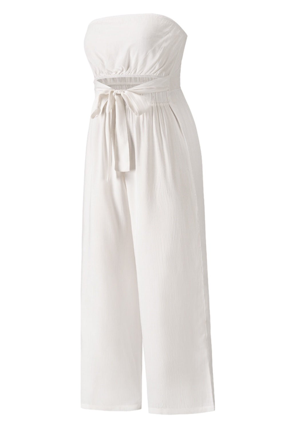 Tied Cutout Tube Wide Leg Jumpsuit - Flip Flop Dynasty