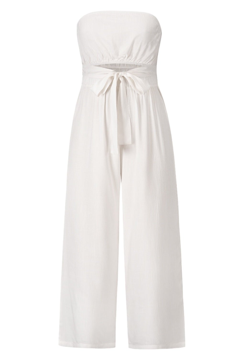 Tied Cutout Tube Wide Leg Jumpsuit - Flip Flop Dynasty