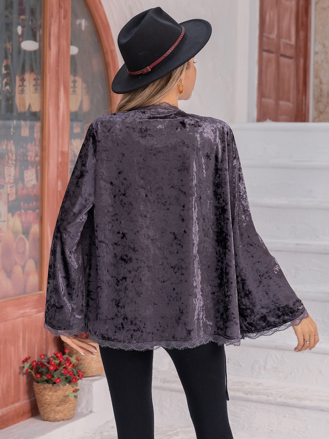 Tied Lace Detail Long Sleeve Cardigan - Flip Flop Dynasty