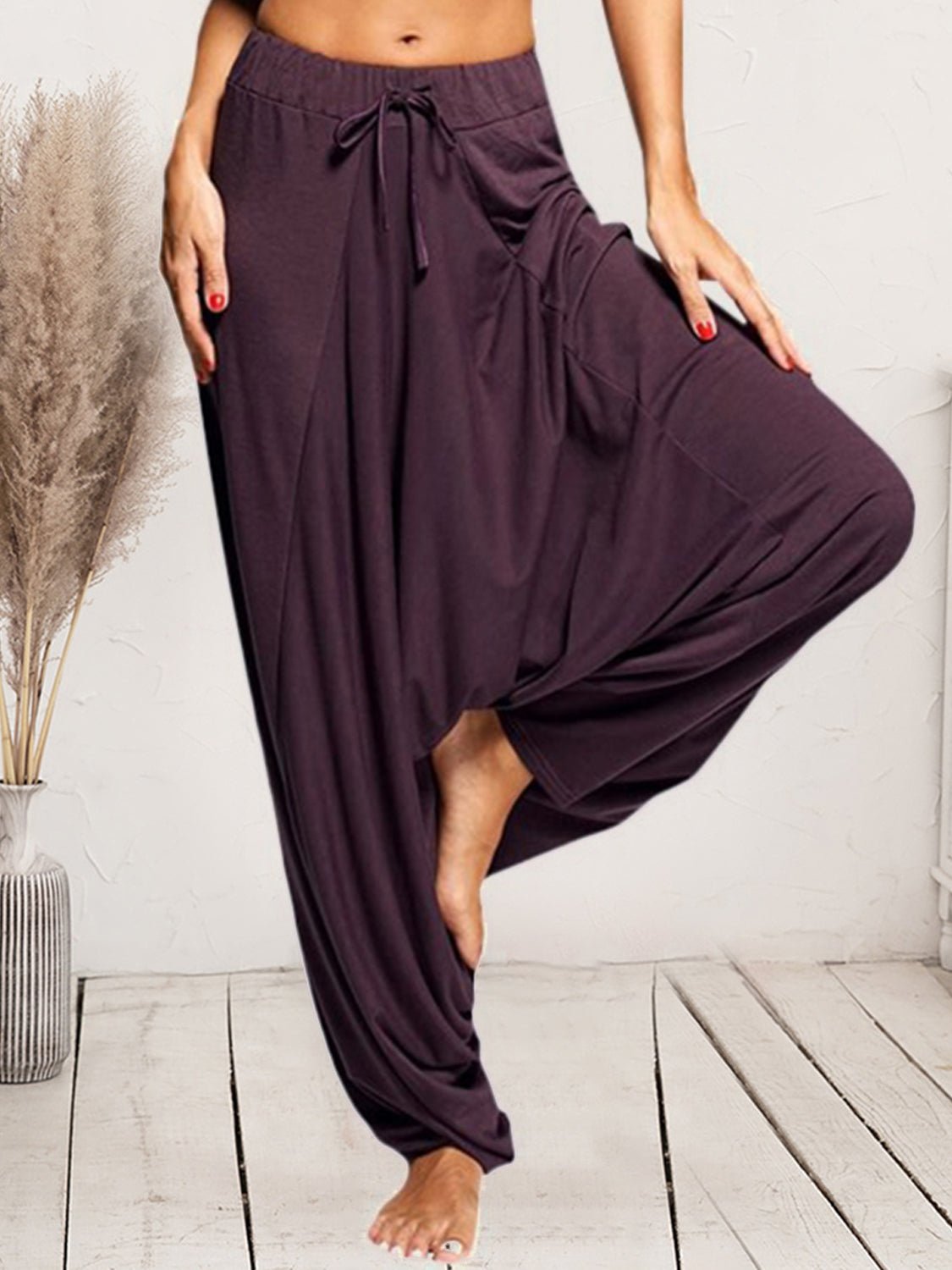 Tied Mid Waist Long Harem Pants - Flip Flop Dynasty
