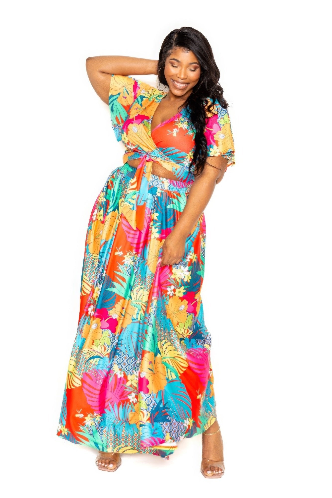 Tropical floral maxi skirt & top set - Flip Flop Dynasty