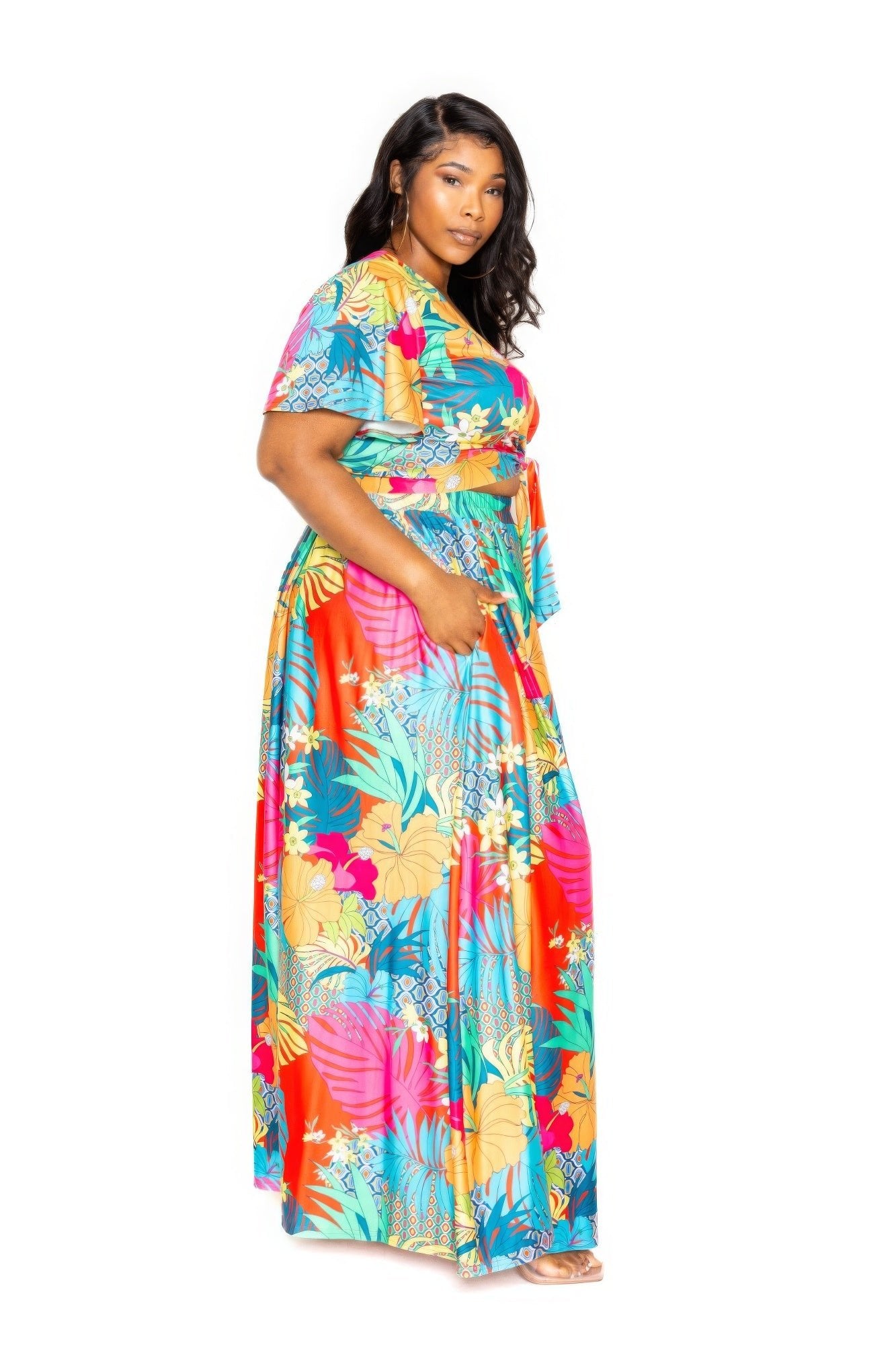 Tropical floral maxi skirt & top set - Flip Flop Dynasty