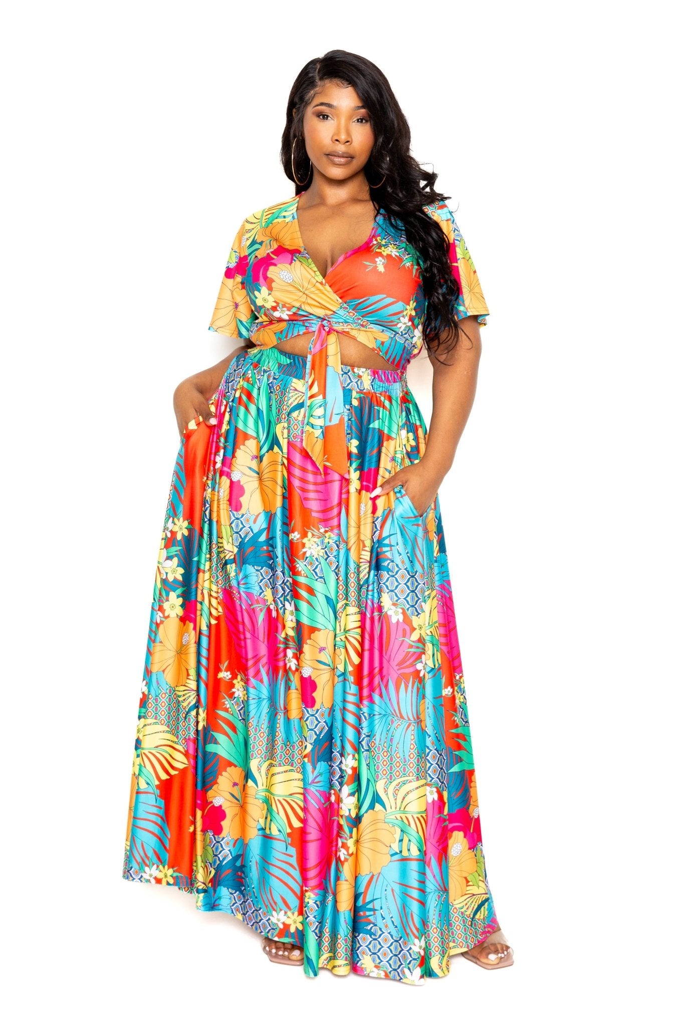 Tropical floral maxi skirt & top set - Flip Flop Dynasty