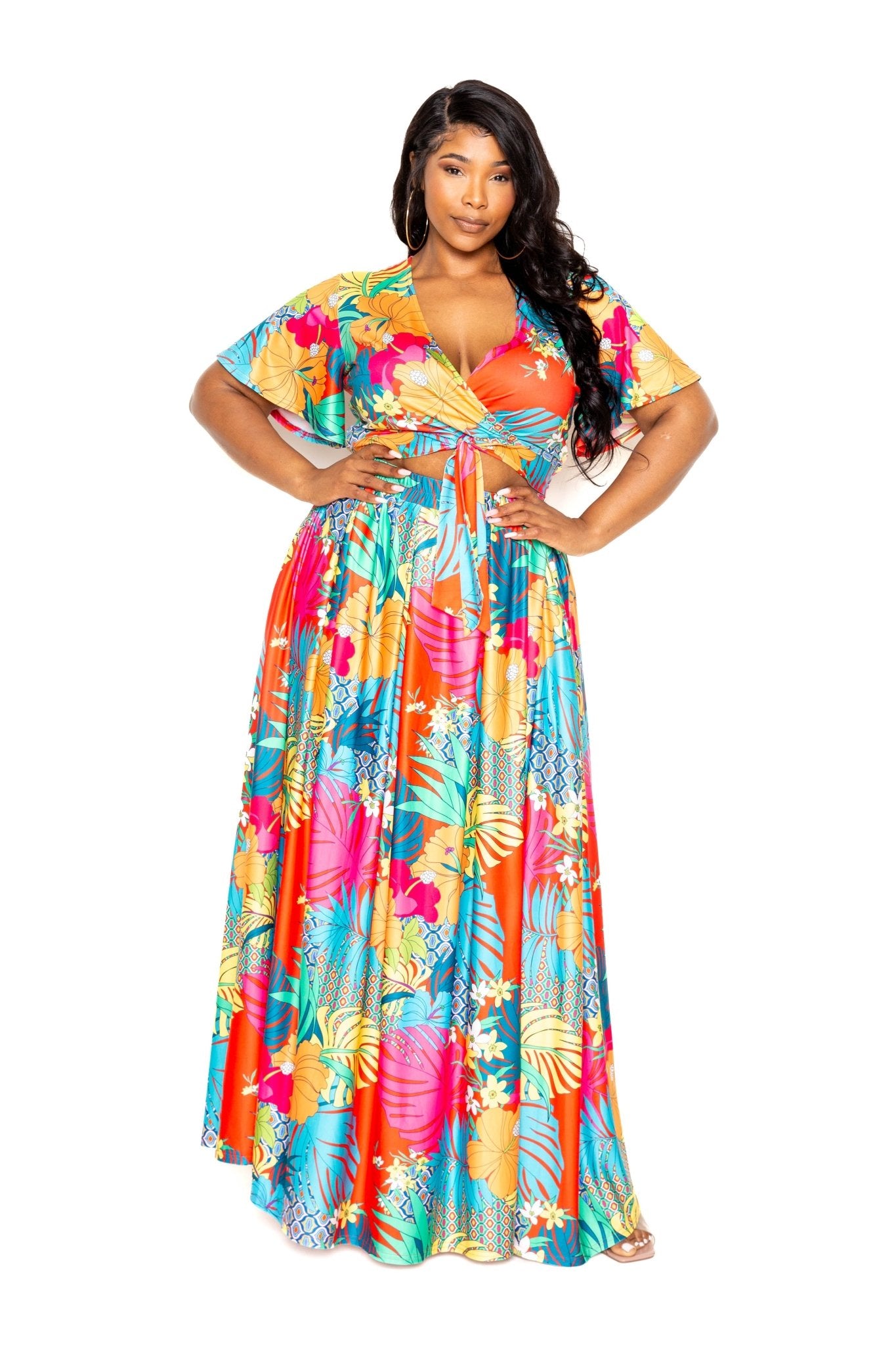 Tropical floral maxi skirt & top set - Flip Flop Dynasty