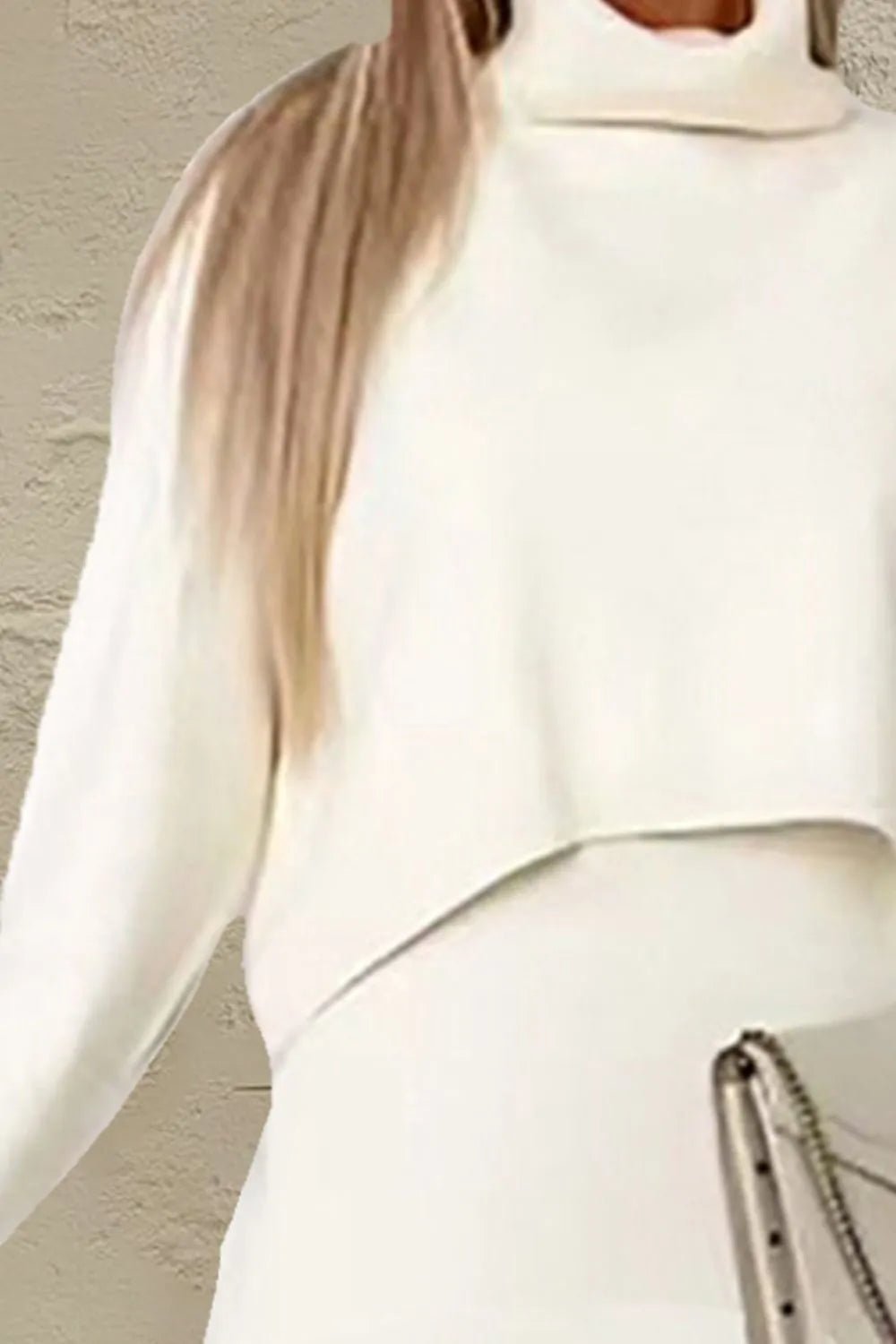 Turtleneck Dropped Shoulder Sweater and Dress Sweater Set - Flip Flop Dynasty