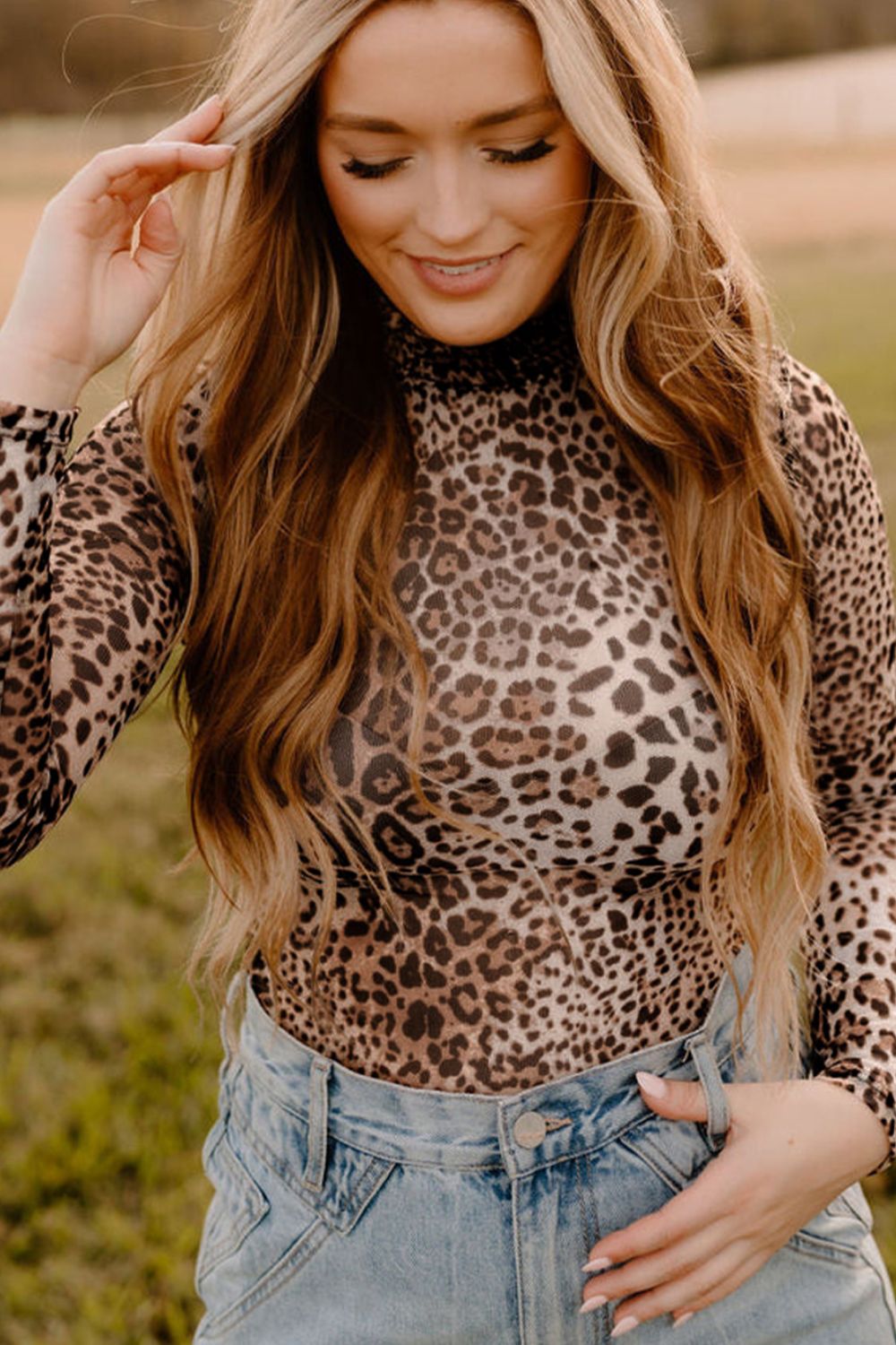 Turtleneck Leopard Long Sleeve Bodysuit - Flip Flop Dynasty