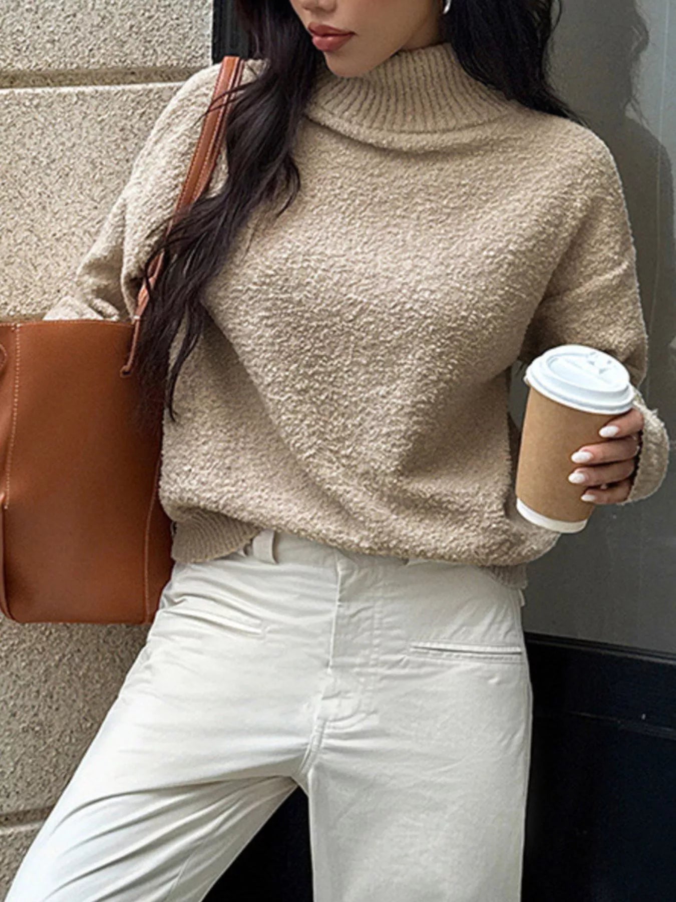 Turtleneck Long Sleeve Sweater - Flip Flop Dynasty