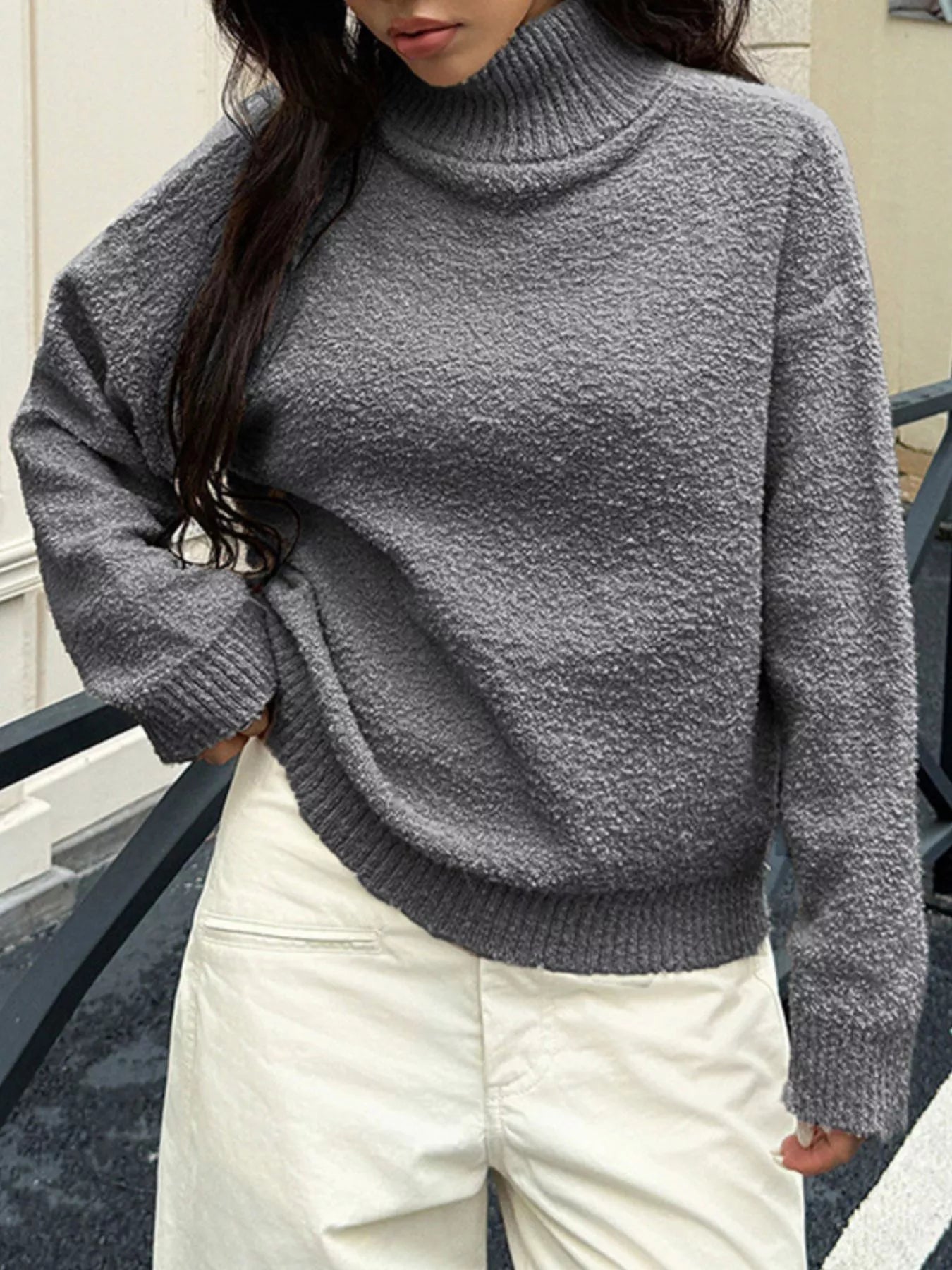 Turtleneck Long Sleeve Sweater - Flip Flop Dynasty