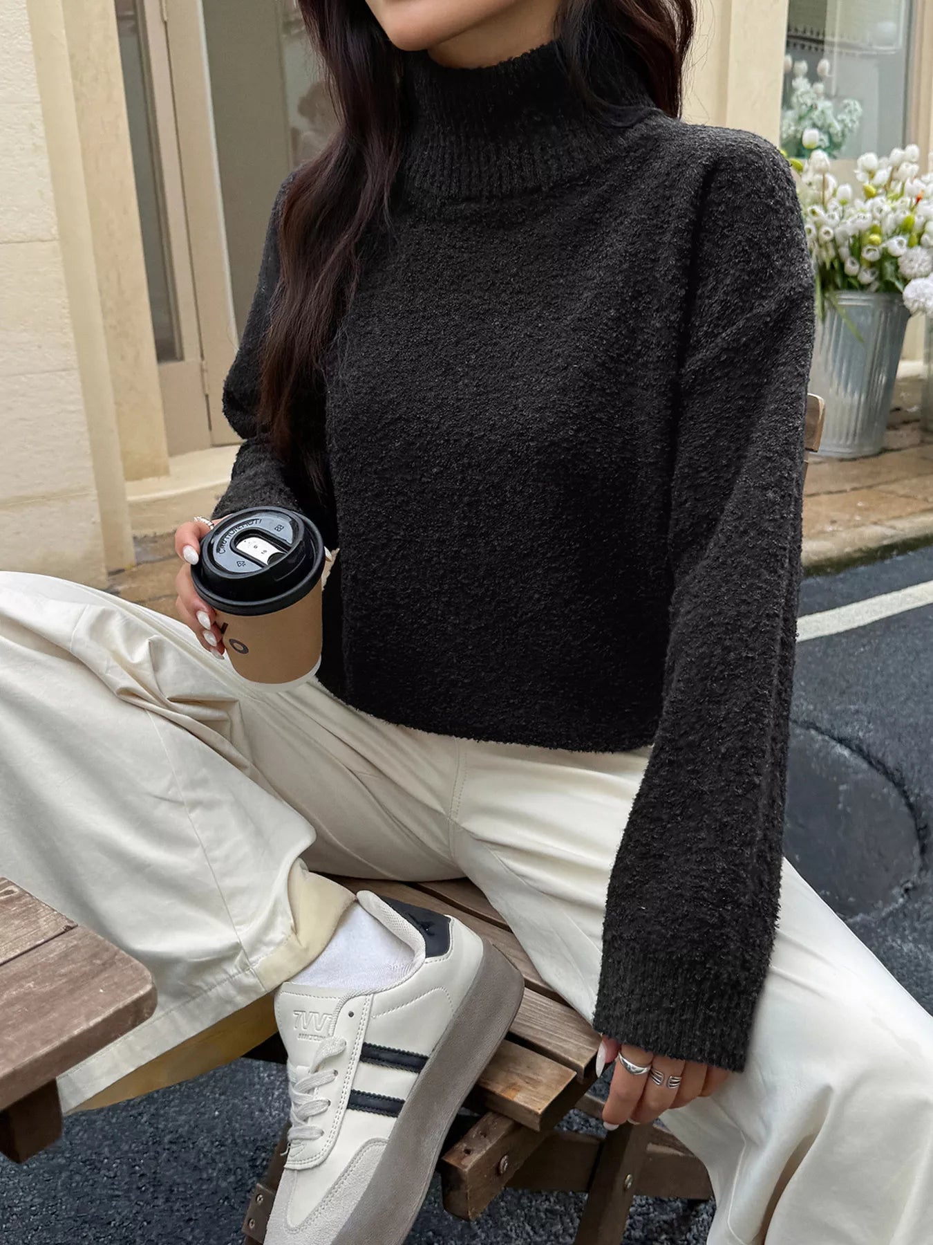 Turtleneck Long Sleeve Sweater - Flip Flop Dynasty