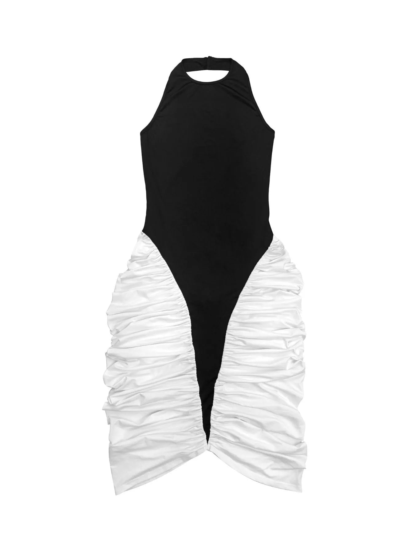 Two-Tone Sleeveless Ruched Midi Dress - Flip Flop Dynasty