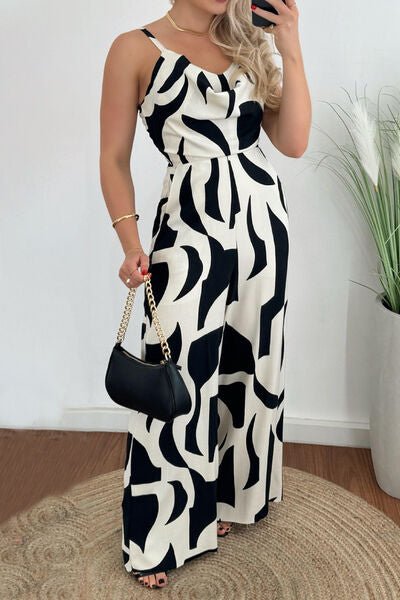 Two - Tone Spaghetti Strap Wide Leg Jumpsuit - Flip Flop Dynasty