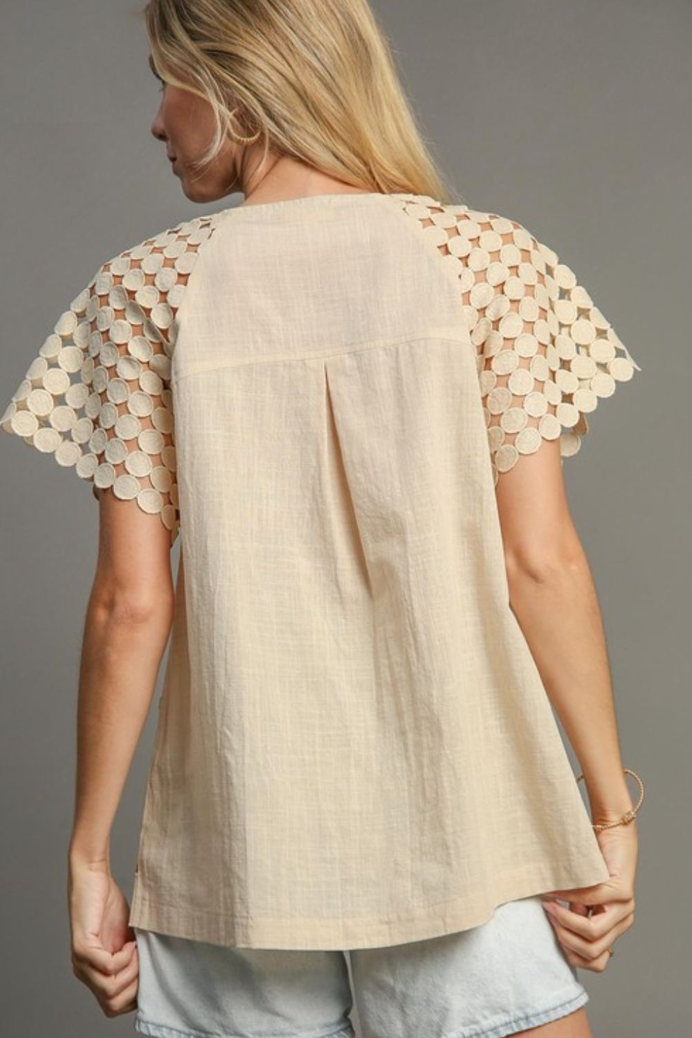 Umgee Full Size Mixed Polka Dot Lace Raglan Sleeve Boxy Cut Top Plus Size - Flip Flop Dynasty