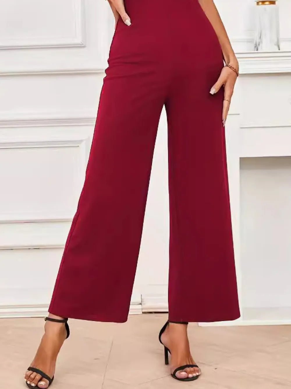 V - Neck Flutter Sleeve Jumpsuit - Flip Flop Dynasty
