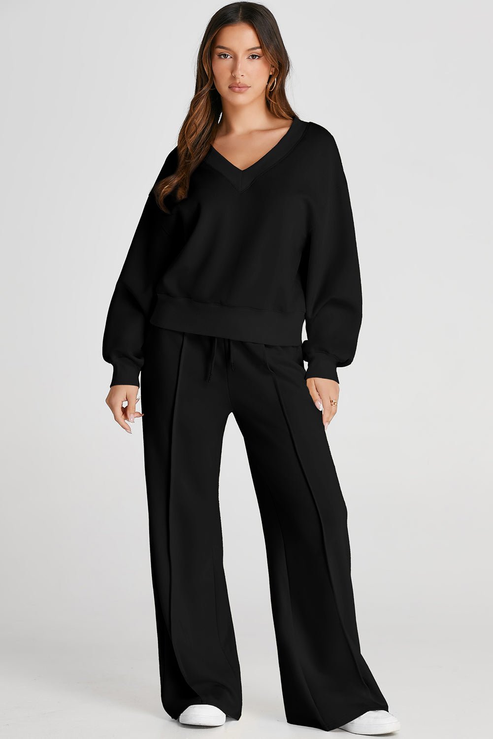 V - Neck Long Sleeve Top and Pants Active Set - Flip Flop Dynasty