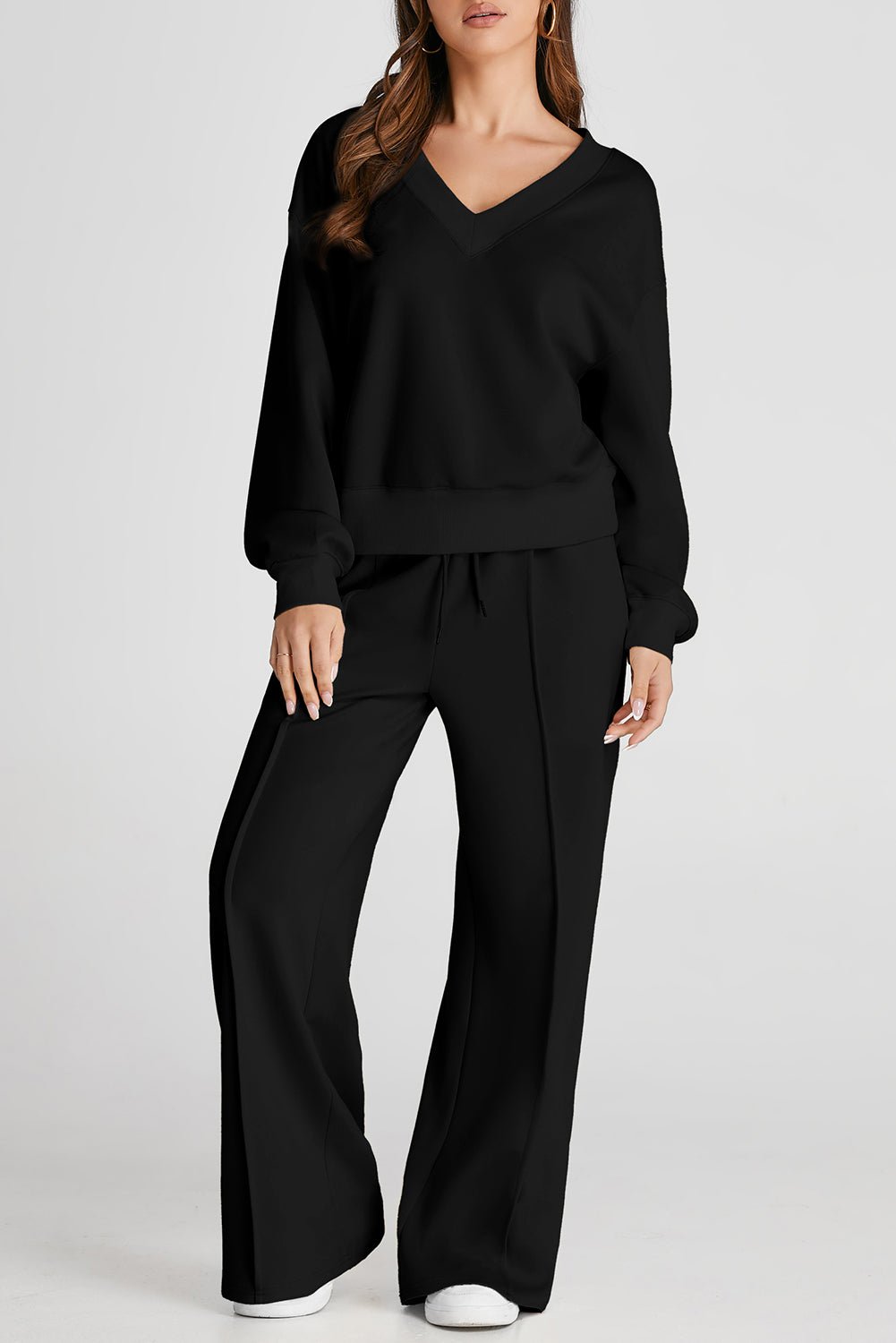 V - Neck Long Sleeve Top and Pants Active Set - Flip Flop Dynasty