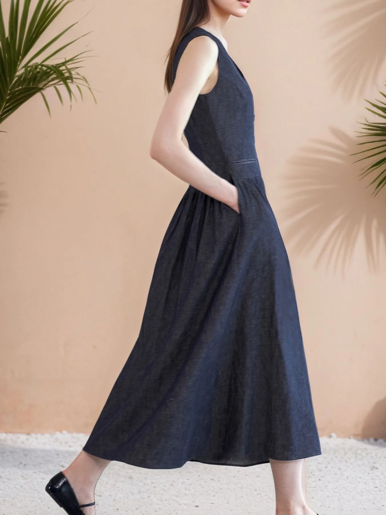 V-Neck Sleeveless Midi Dress - Flip Flop Dynasty