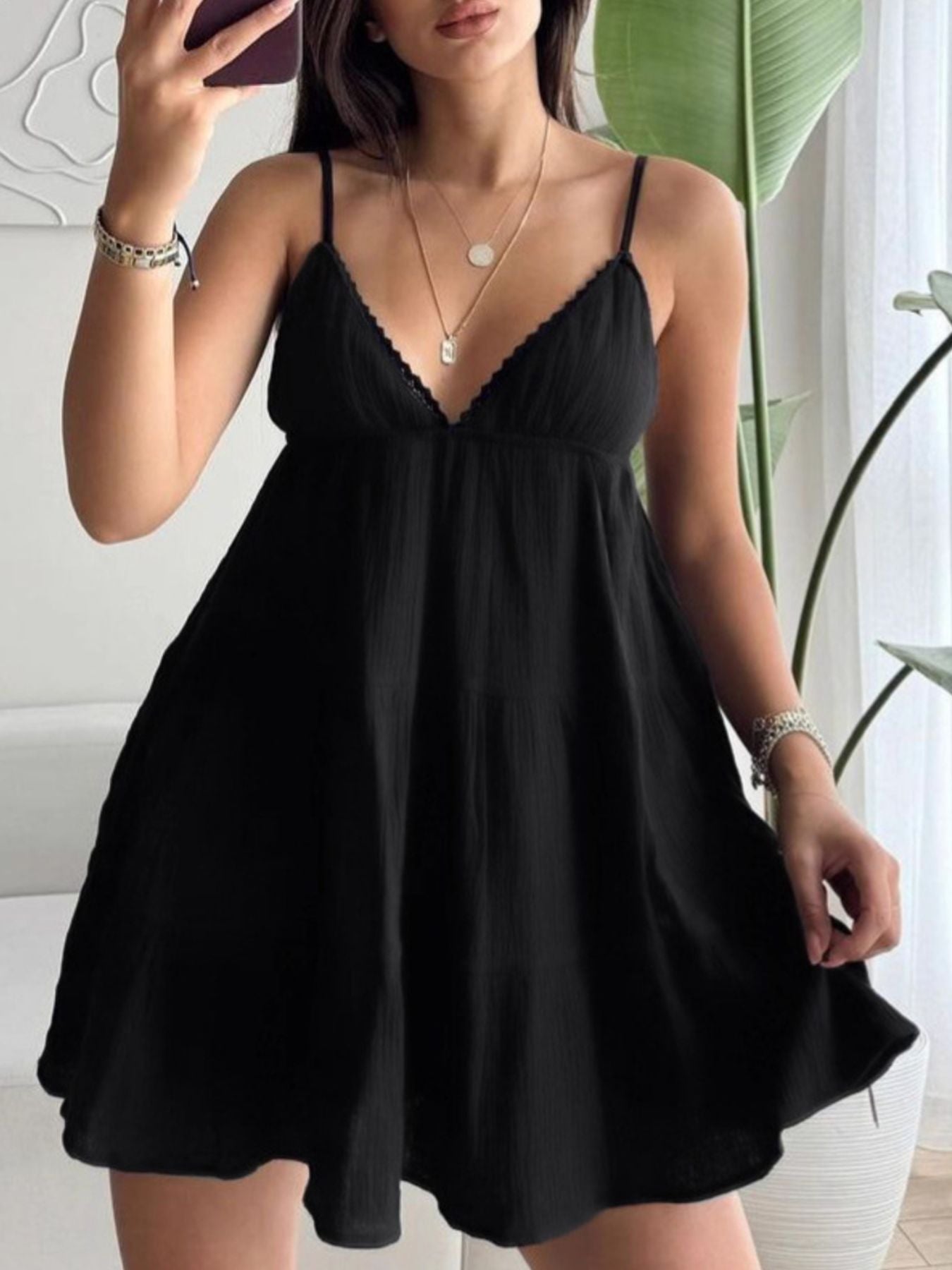 V - Neck Tiered Mini Dress - Flip Flop Dynasty