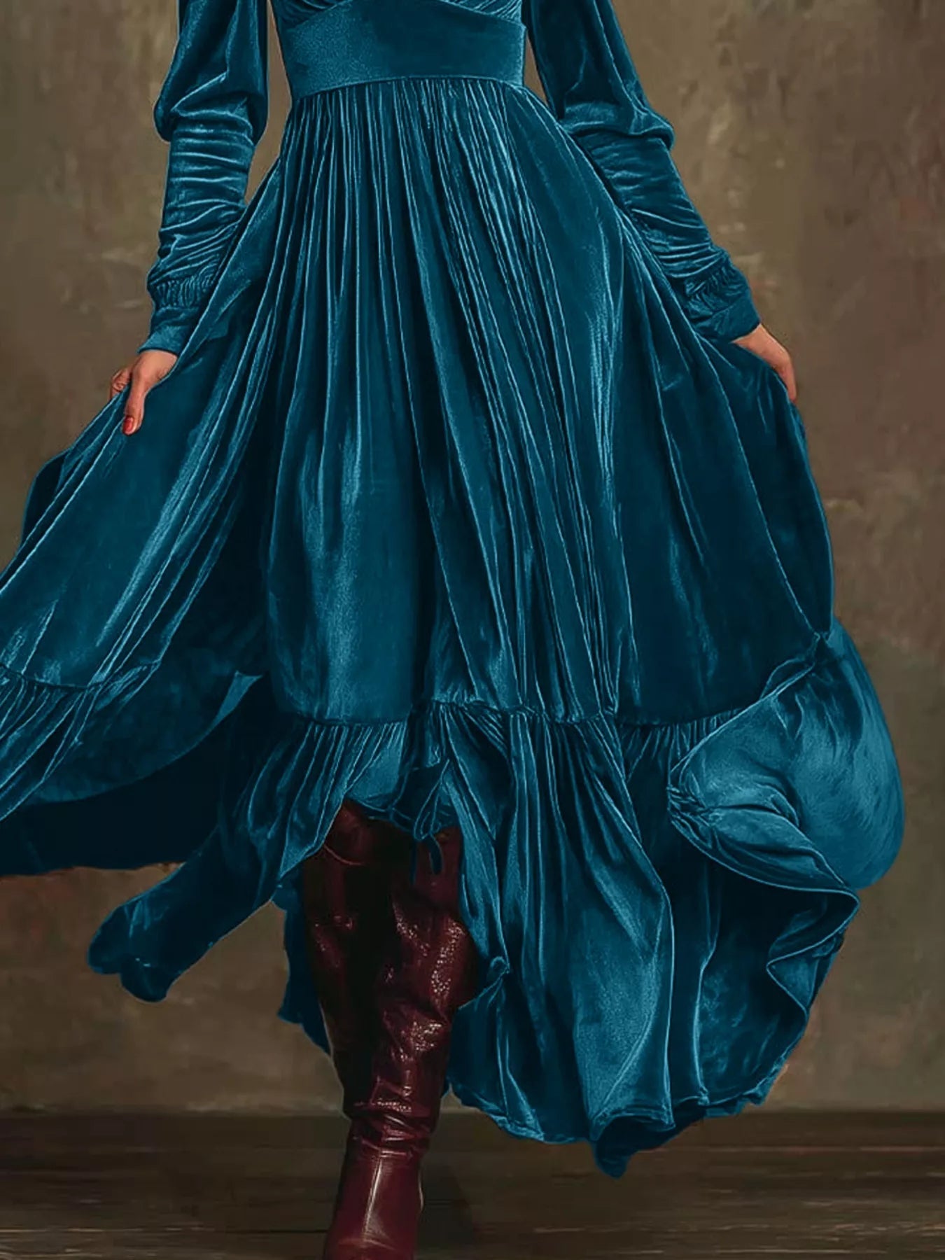 Velvet Deep V - Neck Maxi Dress - Flip Flop Dynasty