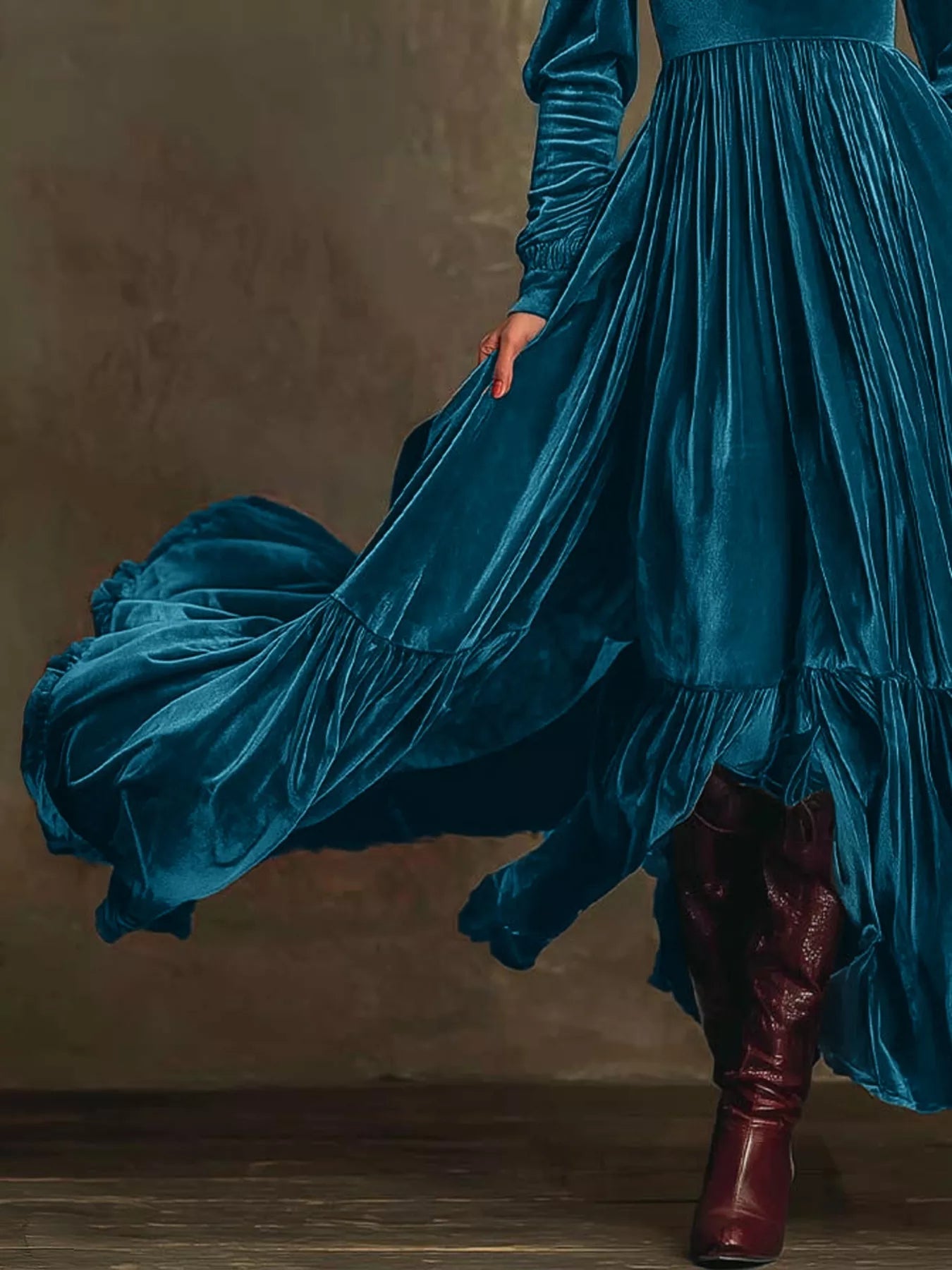 Velvet Deep V - Neck Maxi Dress - Flip Flop Dynasty